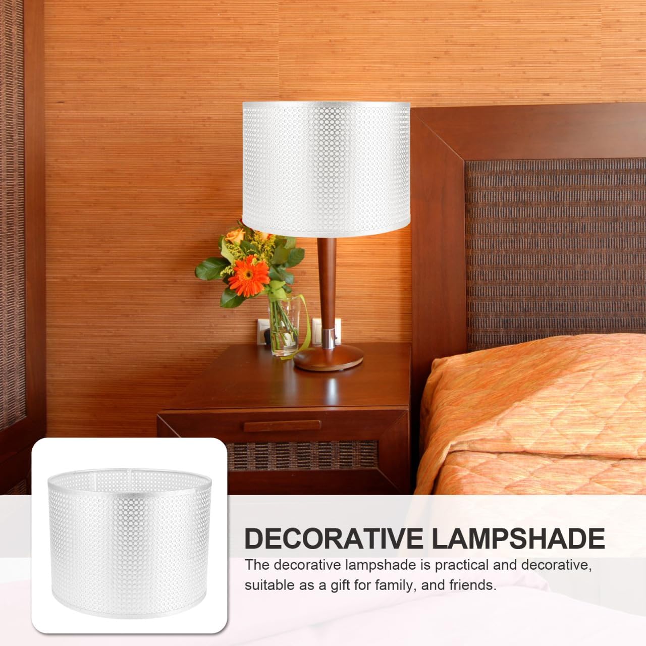 ARTIBETTER Lampshade, Rustic Modern Silver Table Lamp Shade, Round Cloth Metal Trim, Durable & Space-Saving, Suitable for Living Room, Bedroom, Study Room, Floor Lamp Shade, Table