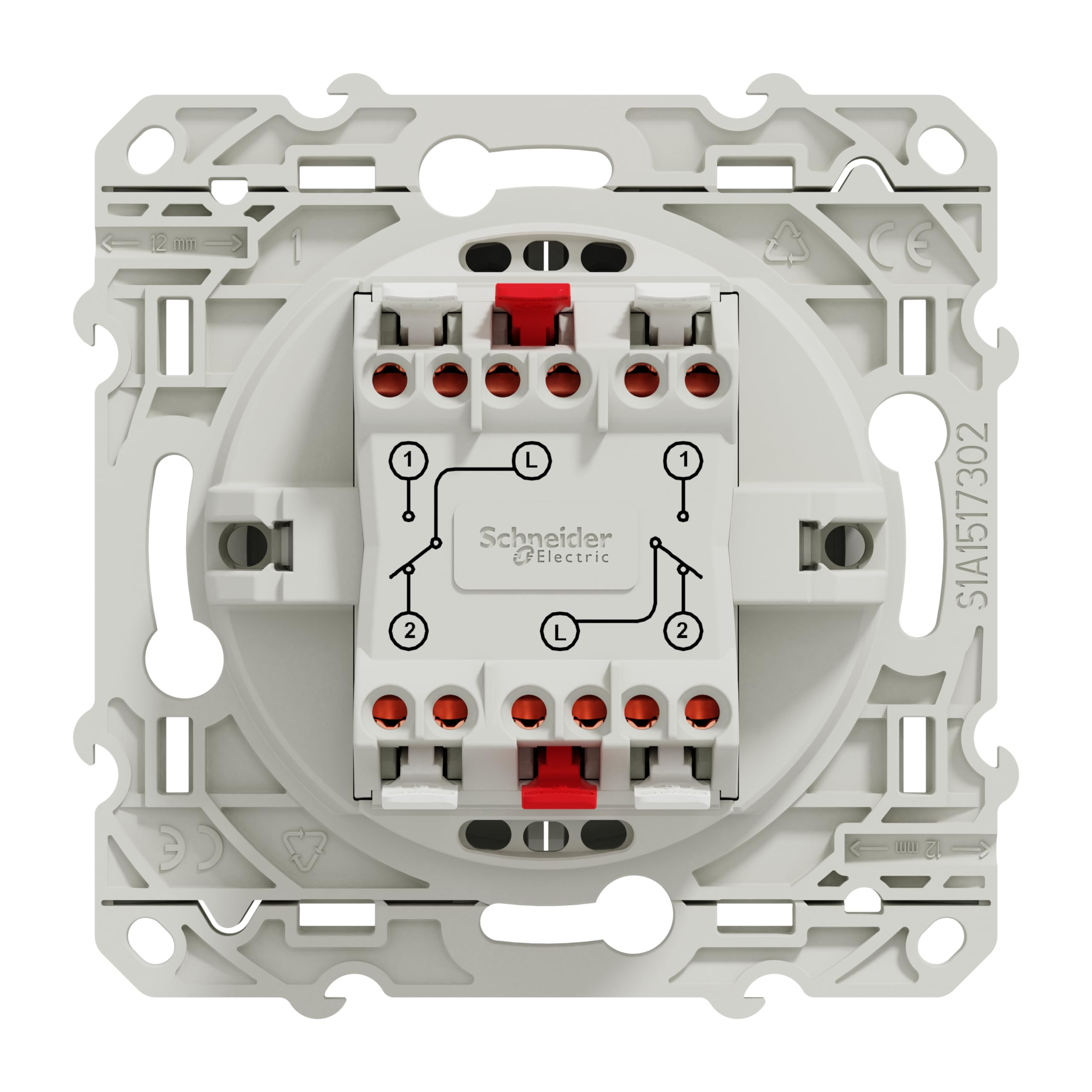 Schneider Electric S520214 Odace - Interruptor doble (230 V), color blanco