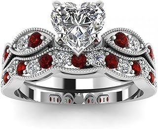 3 Carat CZ Solitaire Engagement Rings Halo Milgrain Heart Cut Sterling Silver Ring Set Promise Engagement Wedding Anniversary Rings Bridal Sets for Women