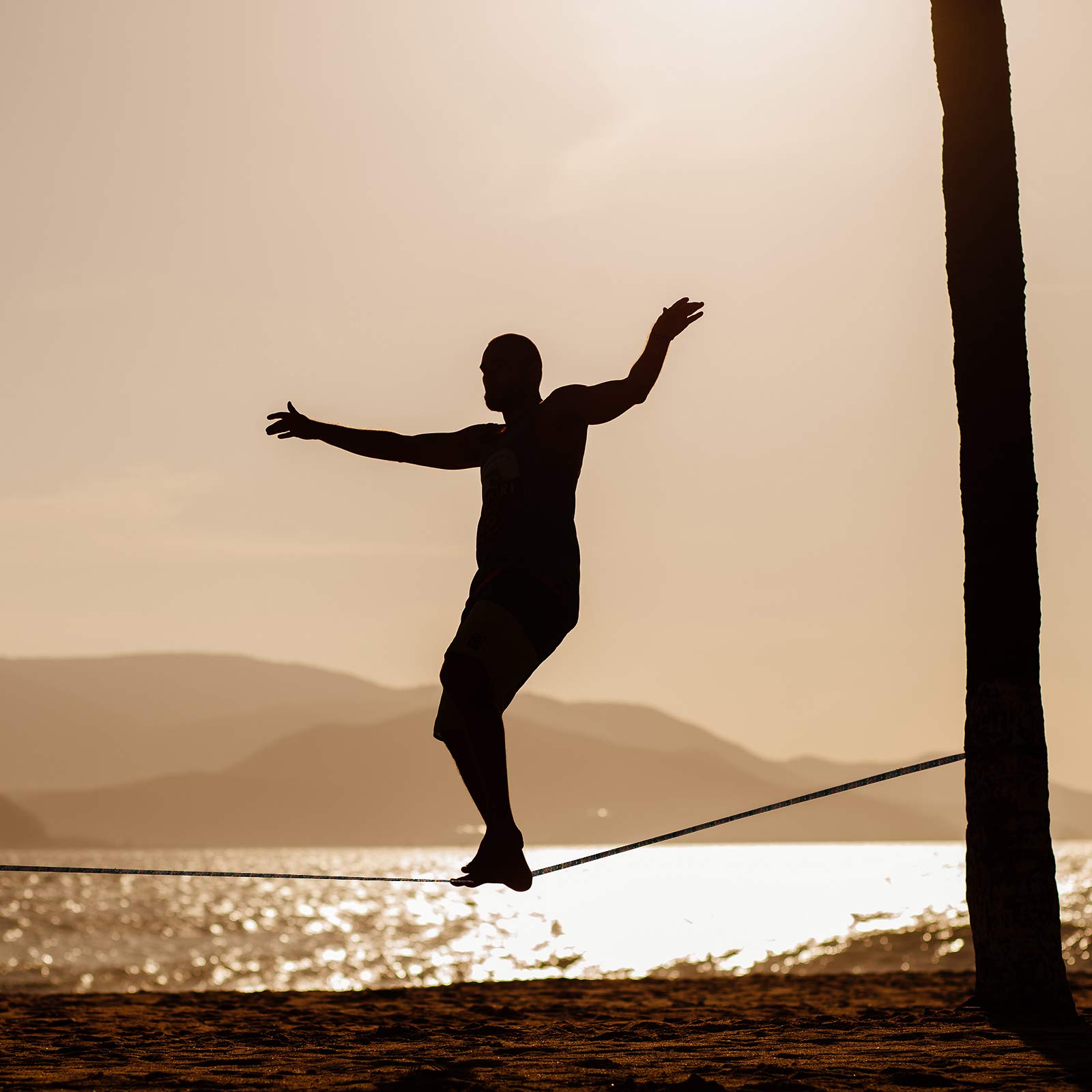 ALPIDEX Slackline Set 15m + osłona drzewa i napinacza grzechotka, odpowiedni dla dzieci początkujących zaawansowanych użytkowników