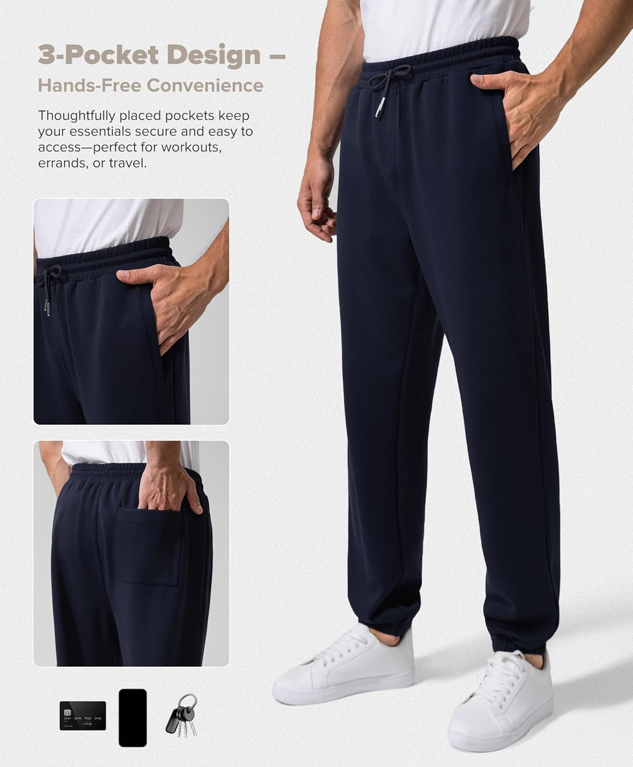BRXL Sweatpants for Men 3 Pockets Athletic Training Track Joggers Stretch Ankle Length - Image 3