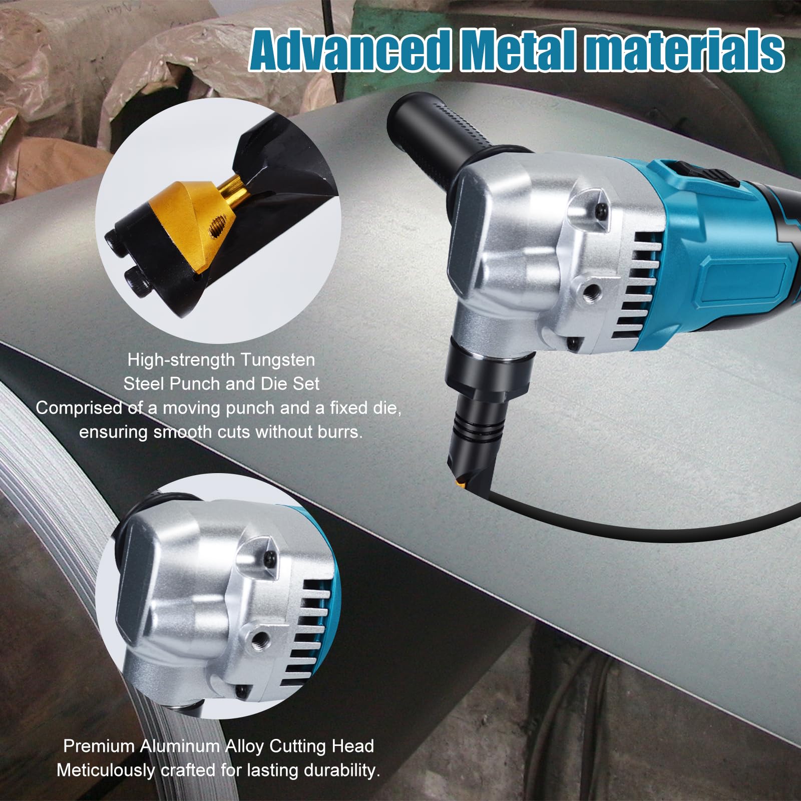 Corte Chapa Metal Sin Rebaba Cizalla Mordisqueadora Para Chapa Metálica -  Compatible Con Makita 18V, Sin Escobillas Cizalla Nibbler Makita 18v, image size:1600x1600