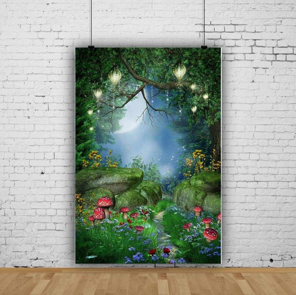Baocicco 5x7ft Fairy Tale Forest Backdrop Fairy Tale Backdrop Photography Background Cartoon Dreamlike Forest Backdrop Flowers Tree Vine Spring Garden Backdrops Baby Girls Portraits Photo Studio Props