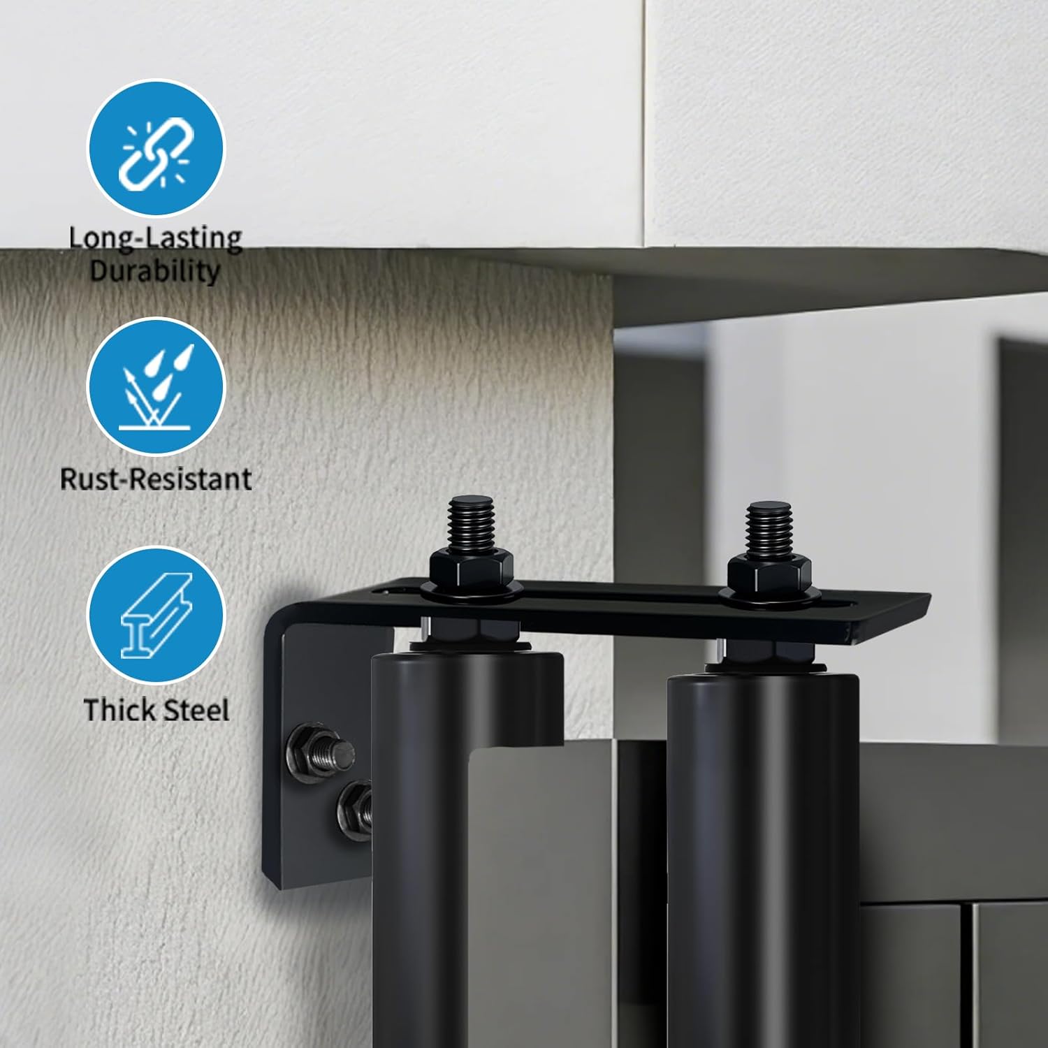 2 Pack 4" Universal Gate Roller Guide,Nylon Slide Gate Guide Rollers with Black L Bracket, Gate Hardware Roller Kit for Sliding/Rolling Gates/Barn Door Guide -2 Kit（Black）