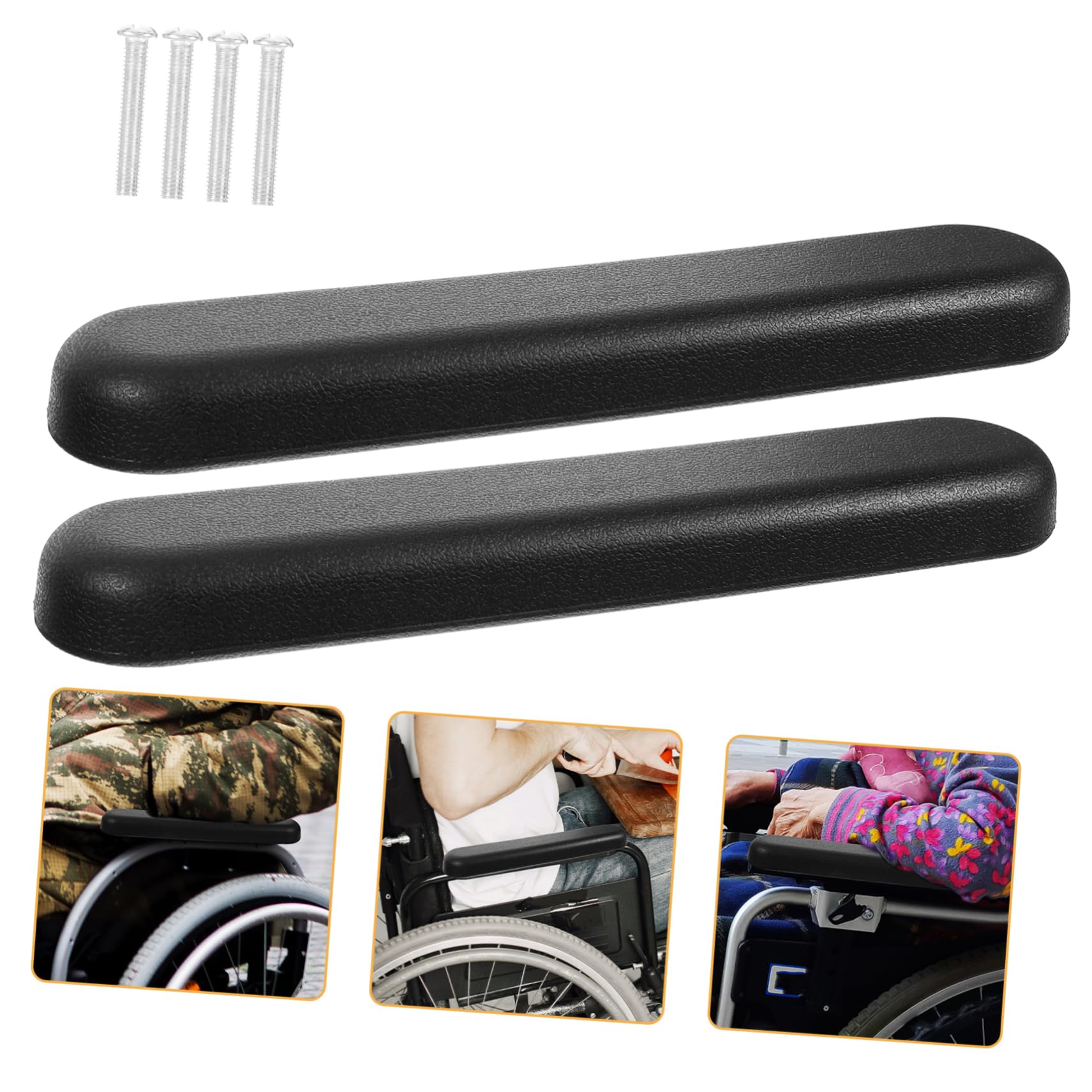 DOITOOL 4 Pares pilates auto cesta Par de reposabrazos Accesorios para discapacitados almohadillas para reposabrazos de silla de ruedas reposabrazos para silla de ruedas plastico abs Black