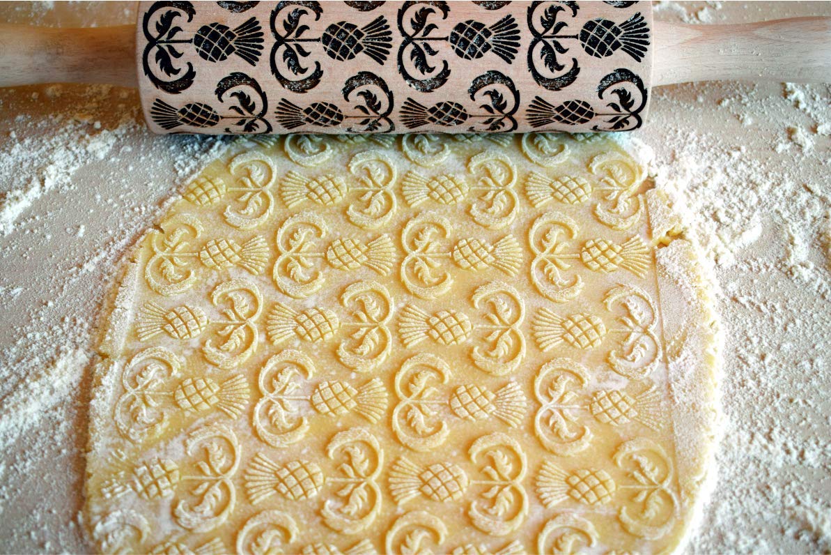CARDO Mattarello Legno Goffrato | Mattarello Inciso | Rullo per Biscotti e per Modellare | Mattarello Decorativo per Biscotti di Algis Crafts