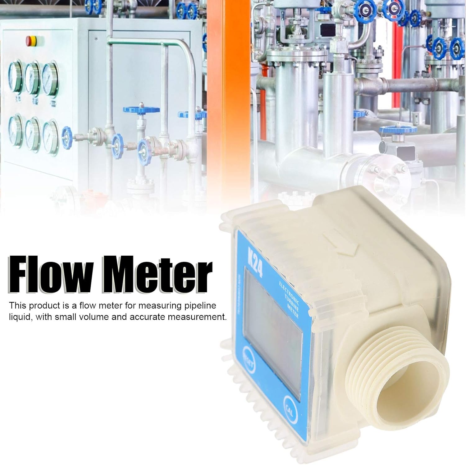 Digital Turbine Flow Meter 1inch Gasoline Fuel Pump Flowmeter for Chemicals LCD Display Fuel Flow Meter for Gas Water Measurement K24