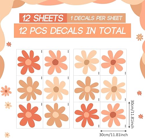Miniatura 9 de 12 hojas de calcomanías de pared de margaritas grandes, calcomanías de pared de margaritas grandes, calcomanías florales para niños y niñas,