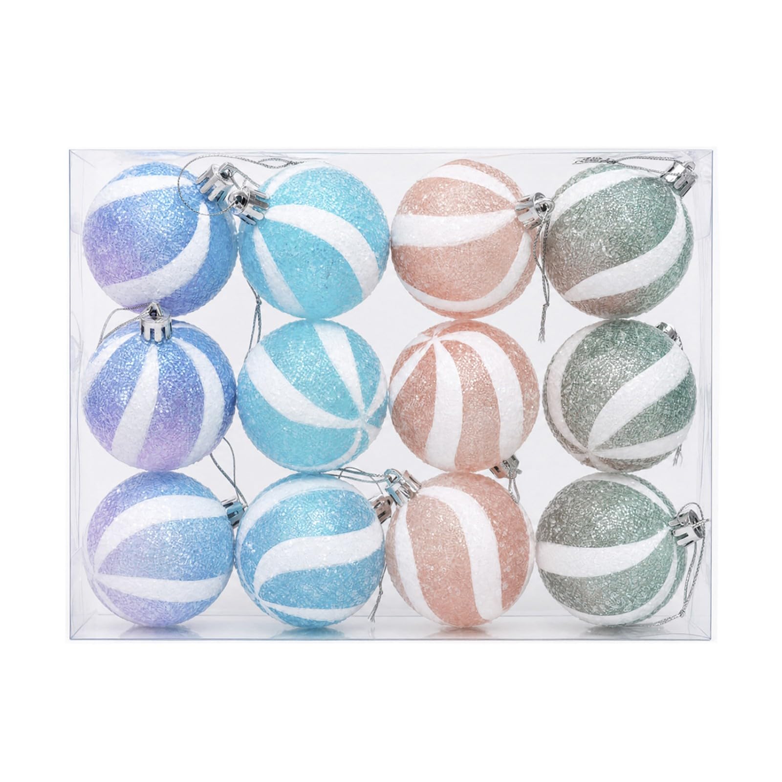 APGLSXY 12Pcs Sturdy Christmas Decor Ball with Reflective Glittering Finish for Long Time Seasonal Use Christmas Glittering Ornament