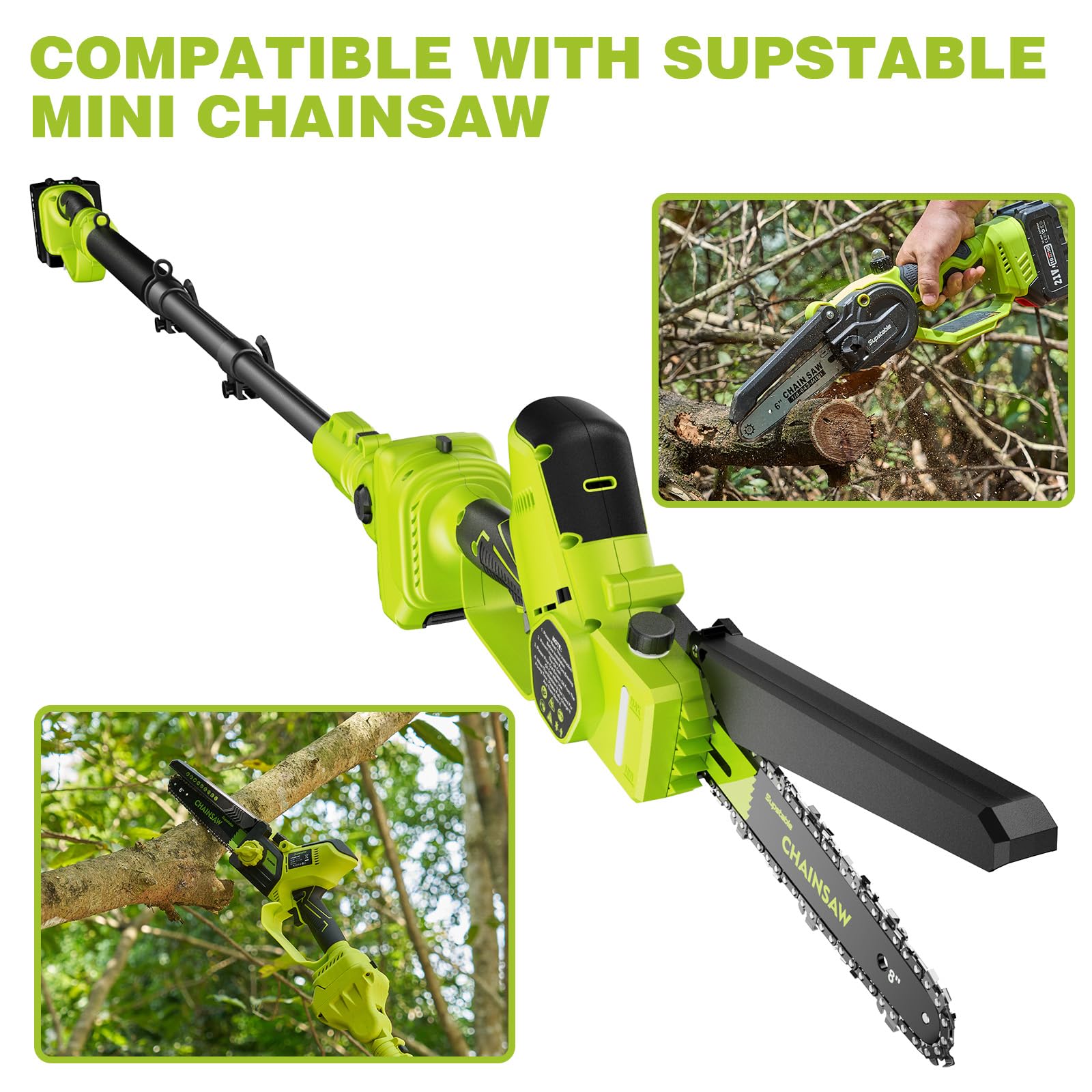 Supstable Manguier Télescopique pour Taille-Haie, Barre Extensible Compatible avec Tronçonneuses, Sécateur Électrique sans fil, Taille-Haies et Autres Outils Électriques