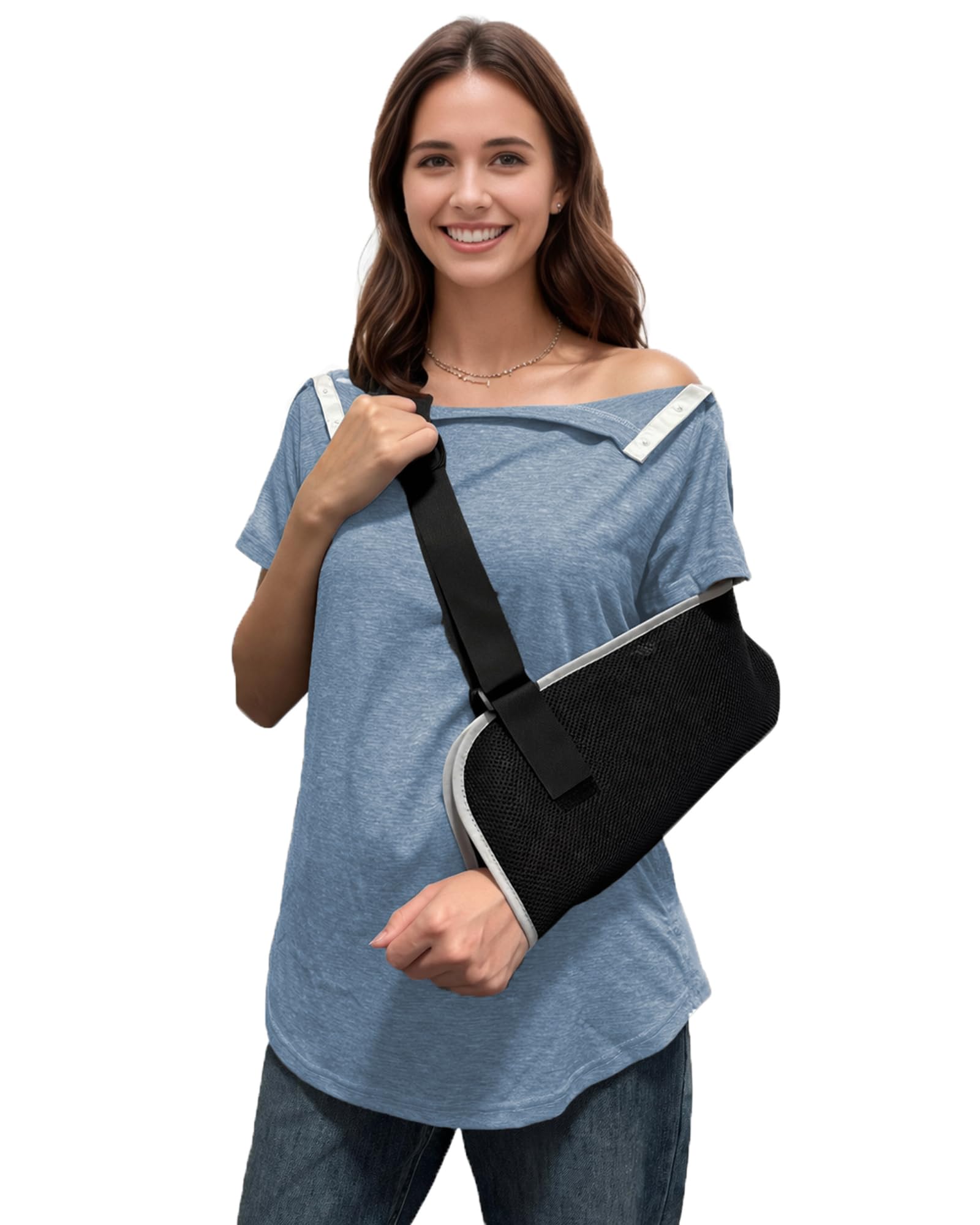 Post Shoulder Surgery Shirts for Women Tear Away Side Snap Short Sleeve Chemo Port Shirts Adaptive Clothing - 2