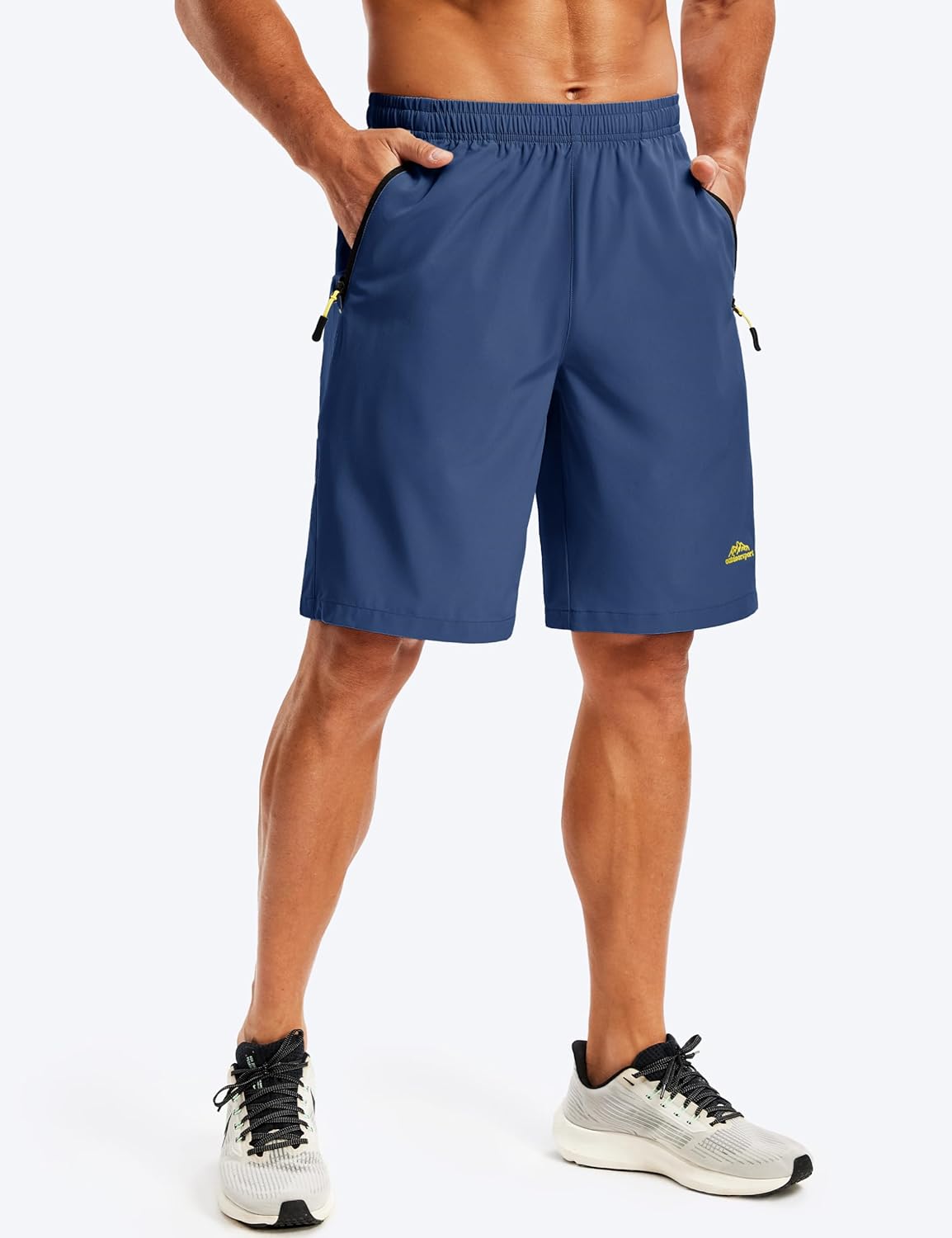 TACVASEN Men's Running Athletic Shorts 9" Quick Dry Workout Gym Shorts Lightweight Summer Shorts 3 Zipper Pockets - Image 2