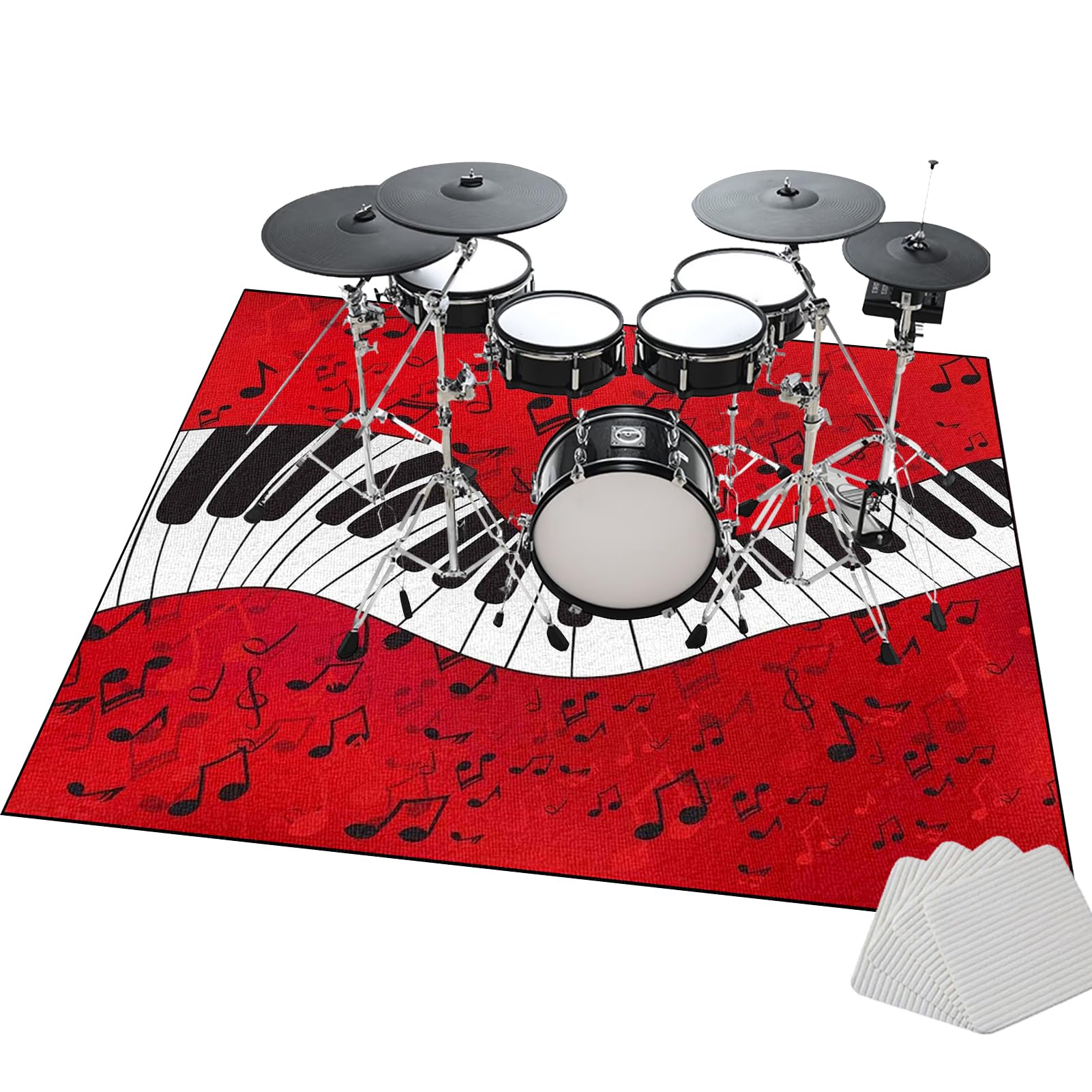 Schallschutz Teppichmatte - rutschfeste Drum Matte für Akustik Schlagzeug Drum Kits Bass Drum Elektronisch Snare Klavier Musikinstrumente Teppich - 160 x 120 cm Drum Teppich Trommel Teppiche Drum Rug