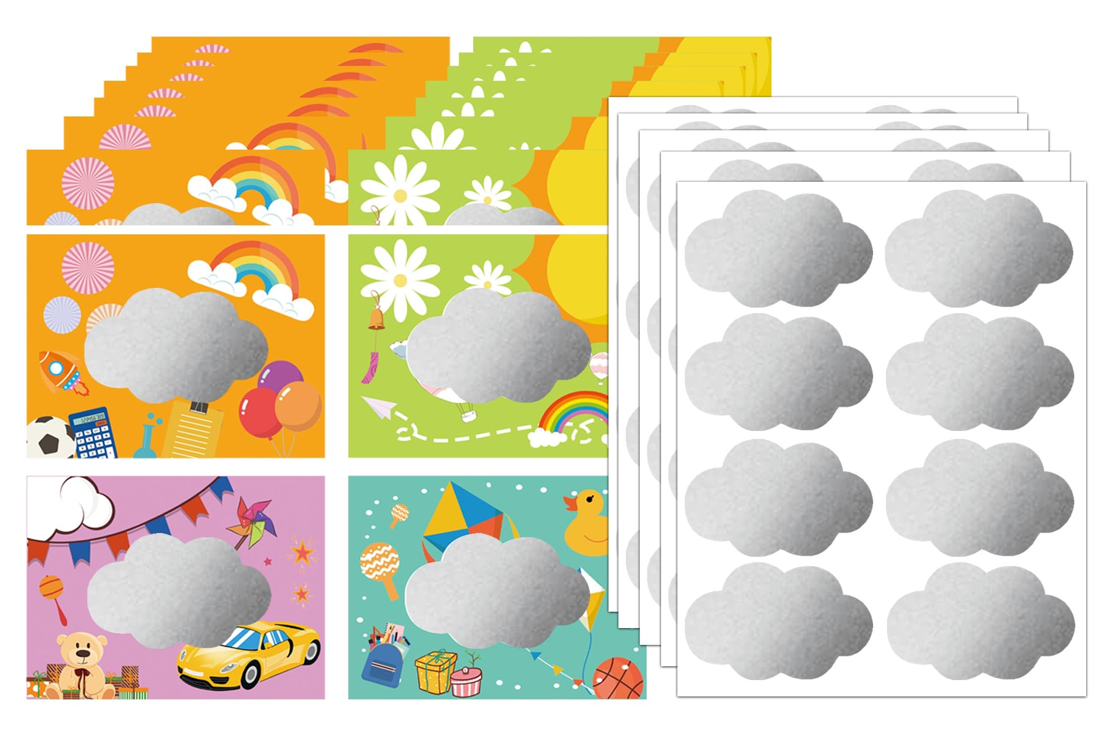 Pop Resin 60 Pack Scratch Off Cards Cloud Scratching Card DIY Make Your Own Scratch Off Game Cards - 3 x 4 Inch Motivational Scratch Off Tickets Raffle Creating Cards for Students Appreciation Cards