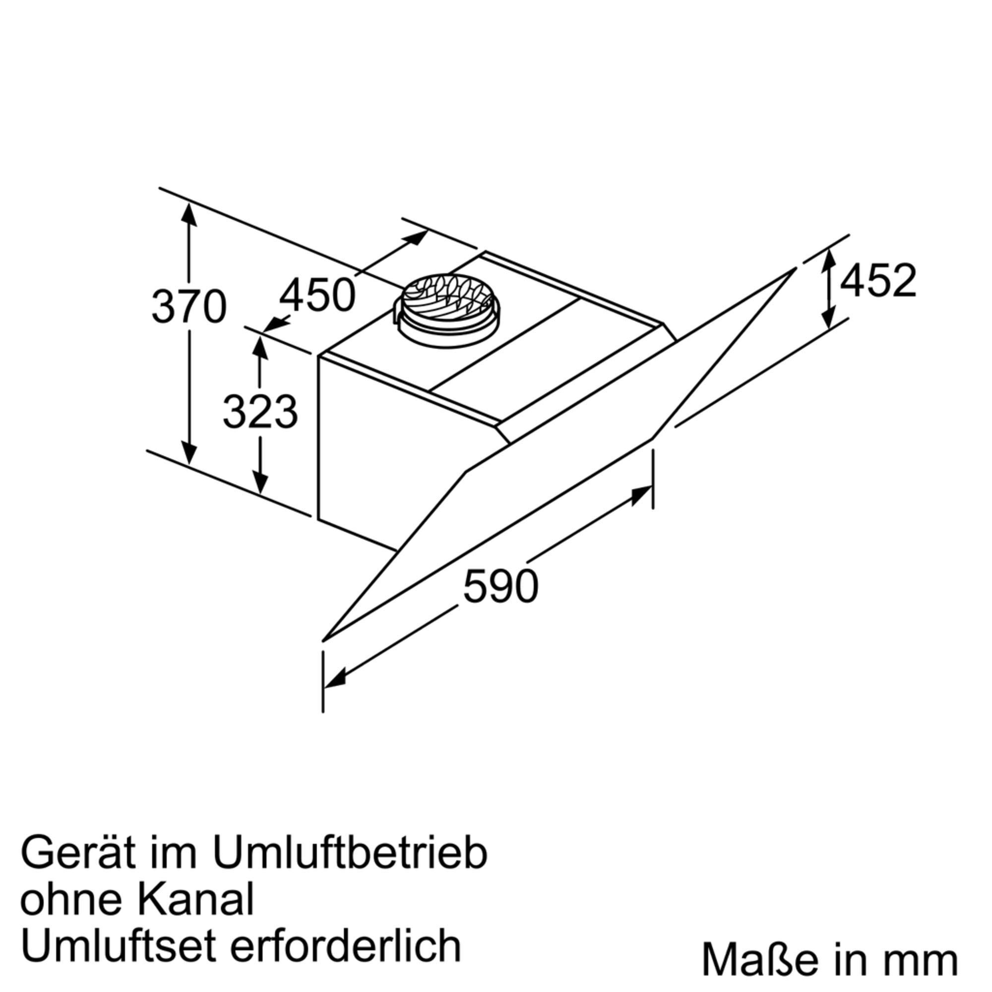 Bosch Serie 4 DWK67CM60 Schrägesse 60 cm Umluft Abluft LED-Beleuchtung DirectSelect 3 Leistungsstufen 1 Intensivstufe