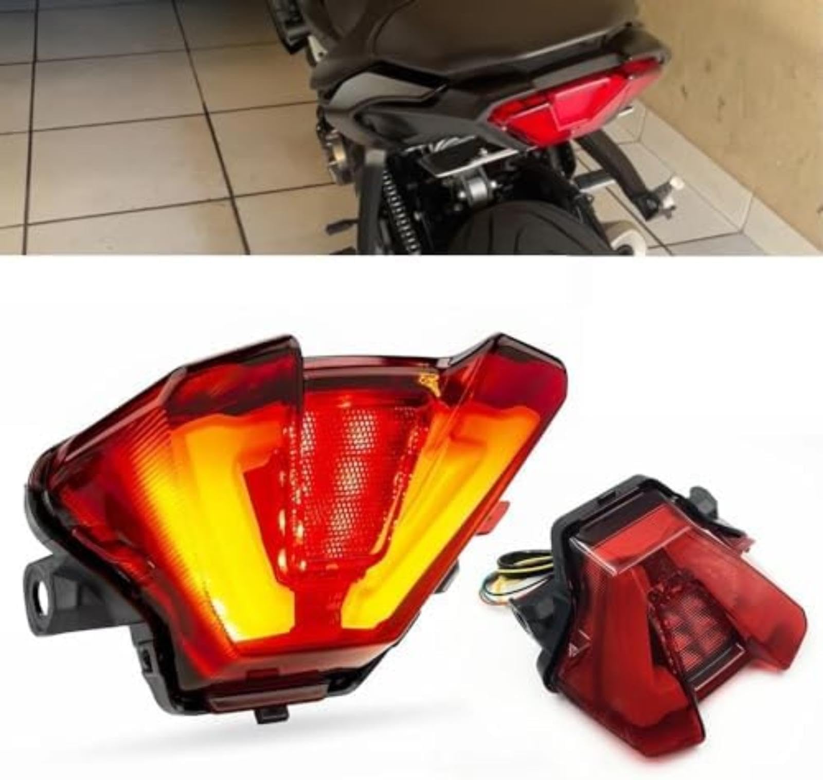 Fanale posteriore, per moto Fz07 e Mt-07 2018-2023; indicatori di direzione integrati con fanale posteriore e luce di stop Luce di indicatore di direzione per bicicletta (Red) Luce (Red)