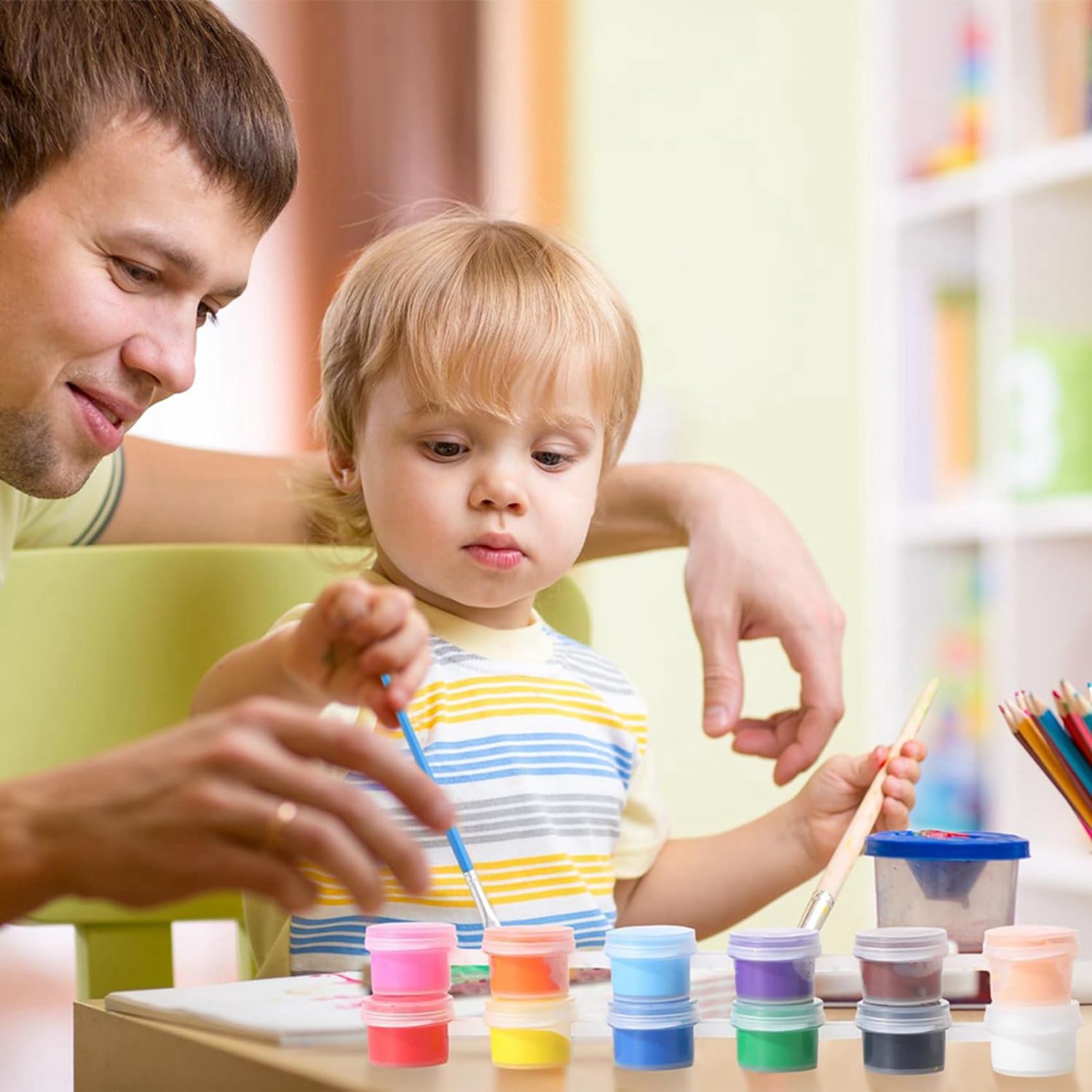 672-Teiliges Mini-Acrylfarben-Set, 48er-Set, 12 Farben, Acrylfarbstreifen, 48-Teilige Malpinsel für Kinder und Erwachsene (2 Ml)