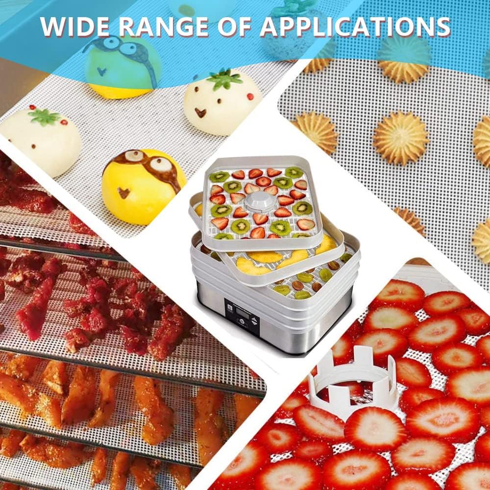 16 Unidades Hojas de Silicona para Deshidratador y Hojas de Teflón para Deshidratador Antiadherentes Reutilizable Alfombrillas Deshidratadoras de Frutas para Secador de Frutas y Alimentos