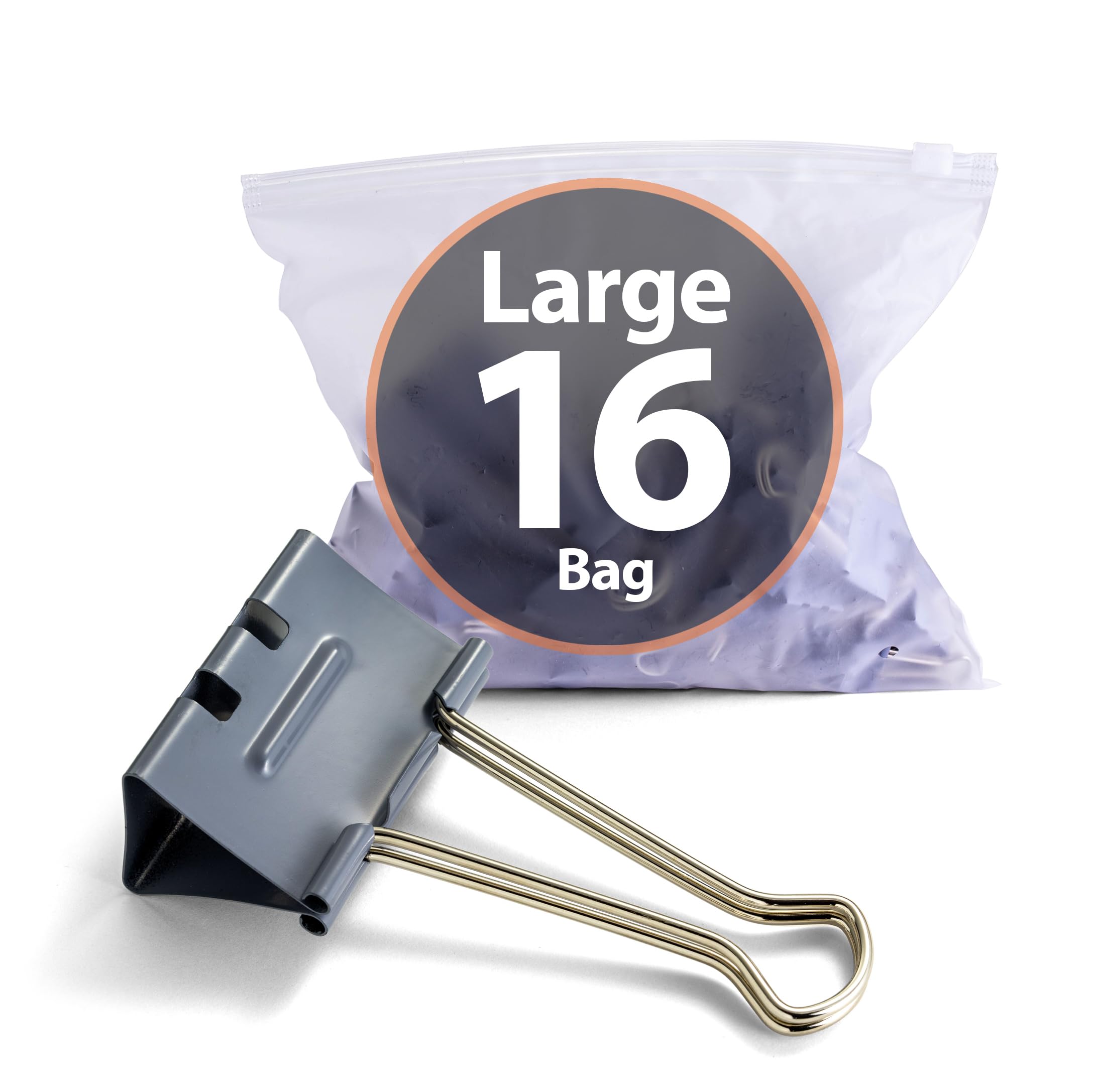 Achieva EZ Binder Clips, Large, Pack of 16, Gray (99216)