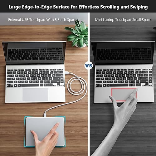 Miniatura 5 de Trackpad Touchpad para PC con Windows, trackpad externo con cable USB, ultra delgado portátil de aluminio multi-gesto trackpad para Windows 710 PC