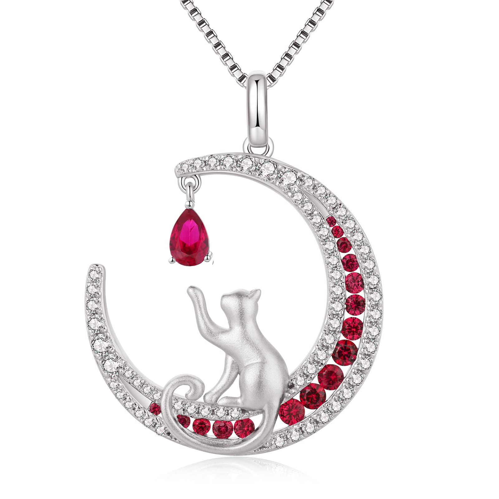 jiamiaoi Kette Katze,Katzen anhänger,Katze Halskette,Mond Katze Halskette,Anhänger Katze,Halskette Katze,Halskette Damen Silberkette mit Anhänger Katze Kitty Katzen Schmuck