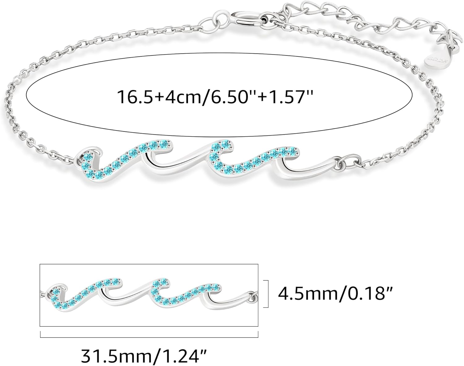 Silver Bracelets for Women, 925 Sterling Silver Wave Bracelets for Mom Bestie Sister Best Friends Gifts, Dainty Bracelet Jewelry for Daughter Graduation Birthday Friendship Gifts - Image 3