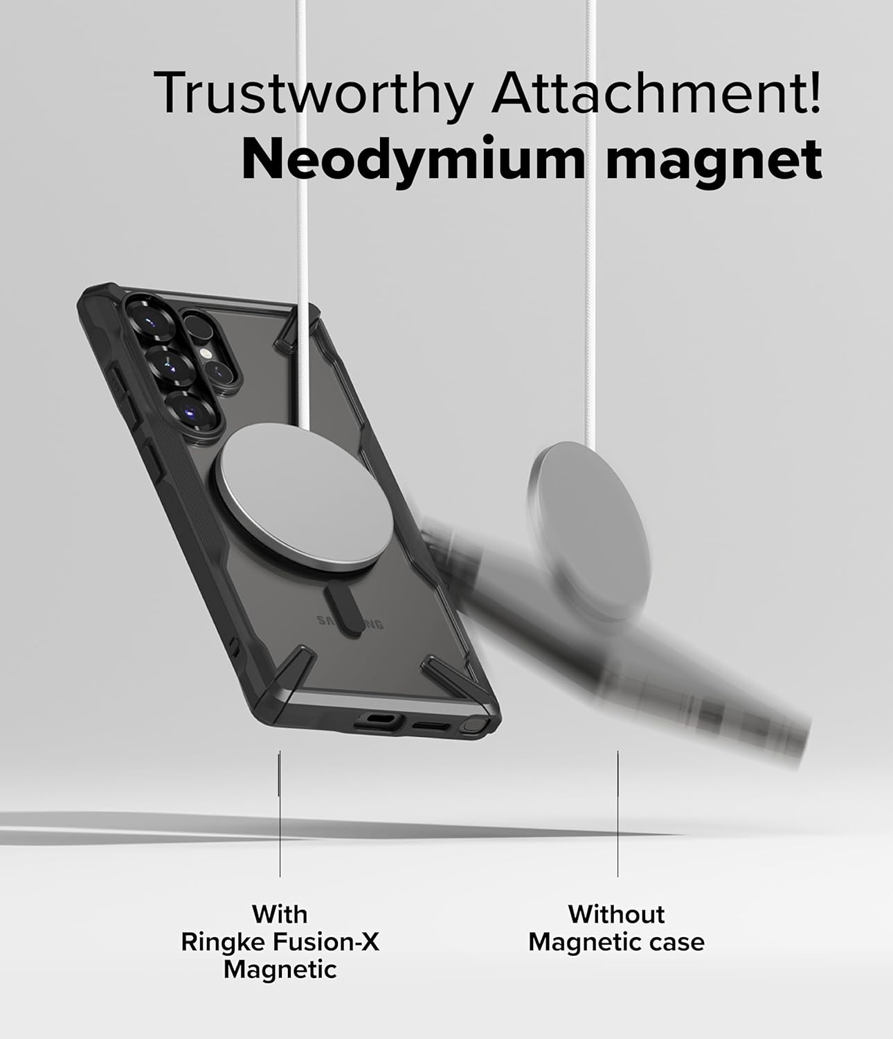 Ringke Fusion-X [Compatible with MagSafe] Compatible with Samsung Galaxy S25 Ultra Case, Non-Slip Pattern Ease of Holding Precise Cutouts for Camera - Magnetic Black - Image 3