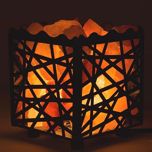 Miniatura 3 de Lámpara de sal natural himalaya en canasta de metal con cordón regulable - Elija su diseño