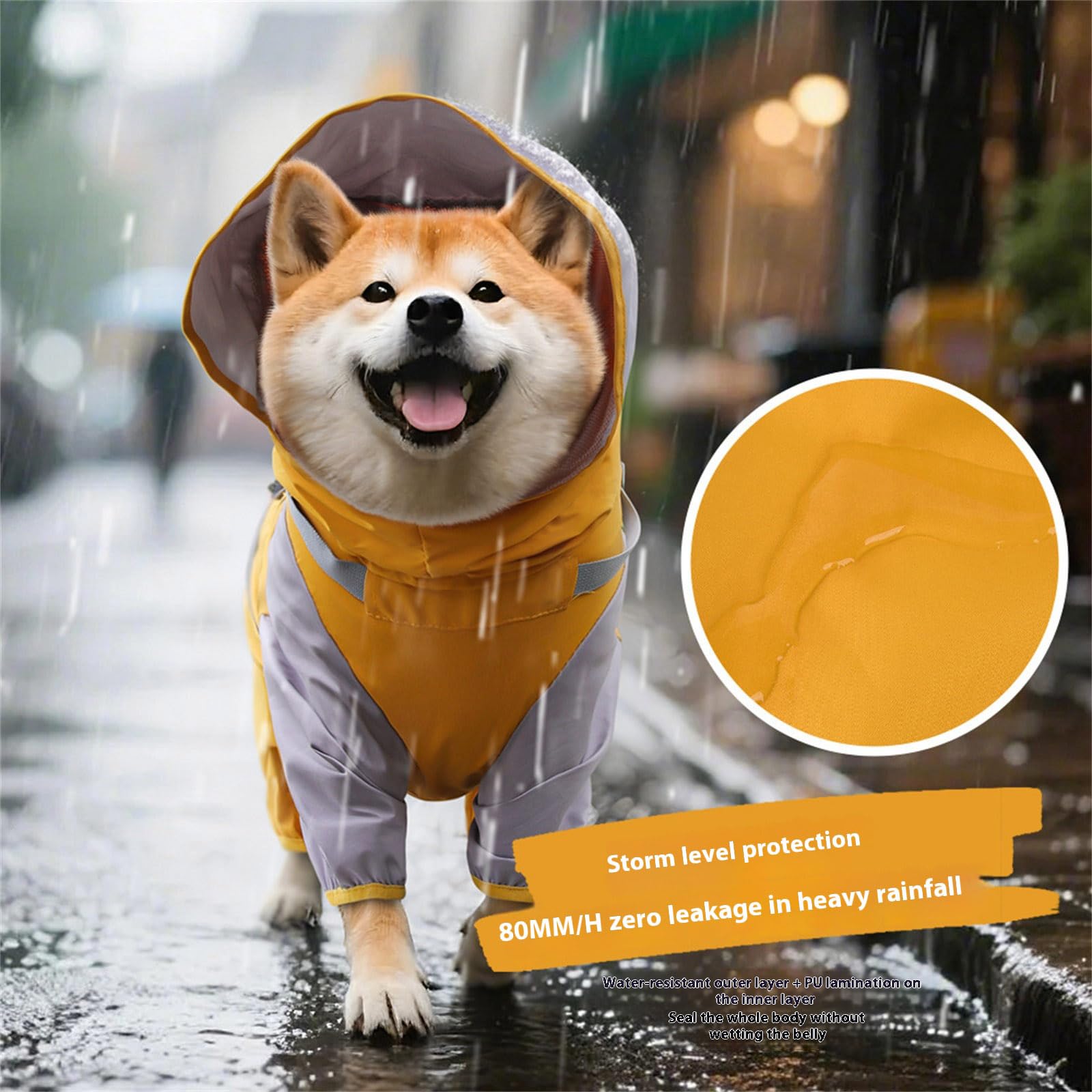 Impermeabile con cappuccio per cani con cappuccio staccabile, giacca impermeabile regolabile per cani di piccola e grande taglia attività all'aperto cappottino con cappuccio regolabile