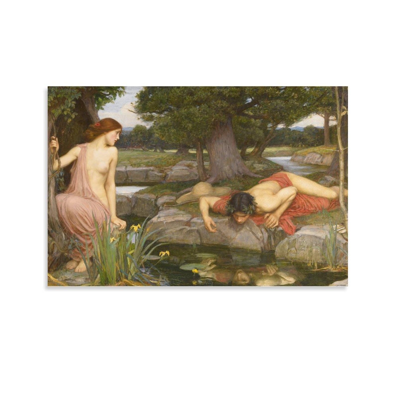 John William Waterhouse Prints 《Echo And Narcissus》 Wall Art Poster Canvas Wall Art Decorative Bedroom Modern Home Print Picture Artworks 12x18inch(30x45cm) — image 1