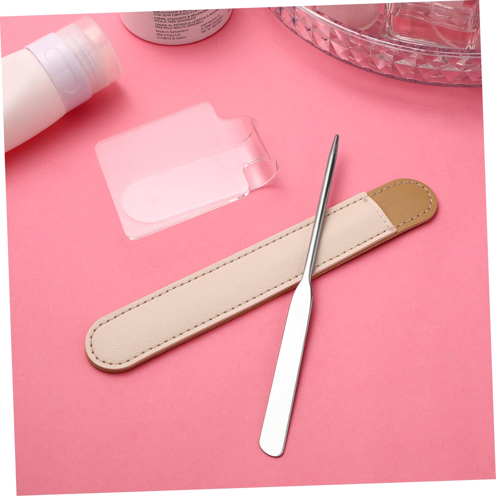 BESTYASH Stainless Steel Makeup Mixing Palette and Spatula Set Acrylic Palette Tray for Foundations Creams