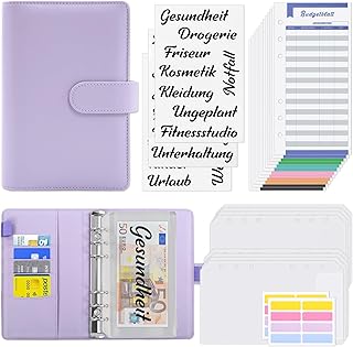 KONVINIT Budget Binder A6 Budget Planner,Budget Organizer,Budgetplaner mit Geldumschläge,Budgetbogen,Etiketten,Kalender für Budgetierung,Sparbuch mit Folien,Umschlagmethode Sparen