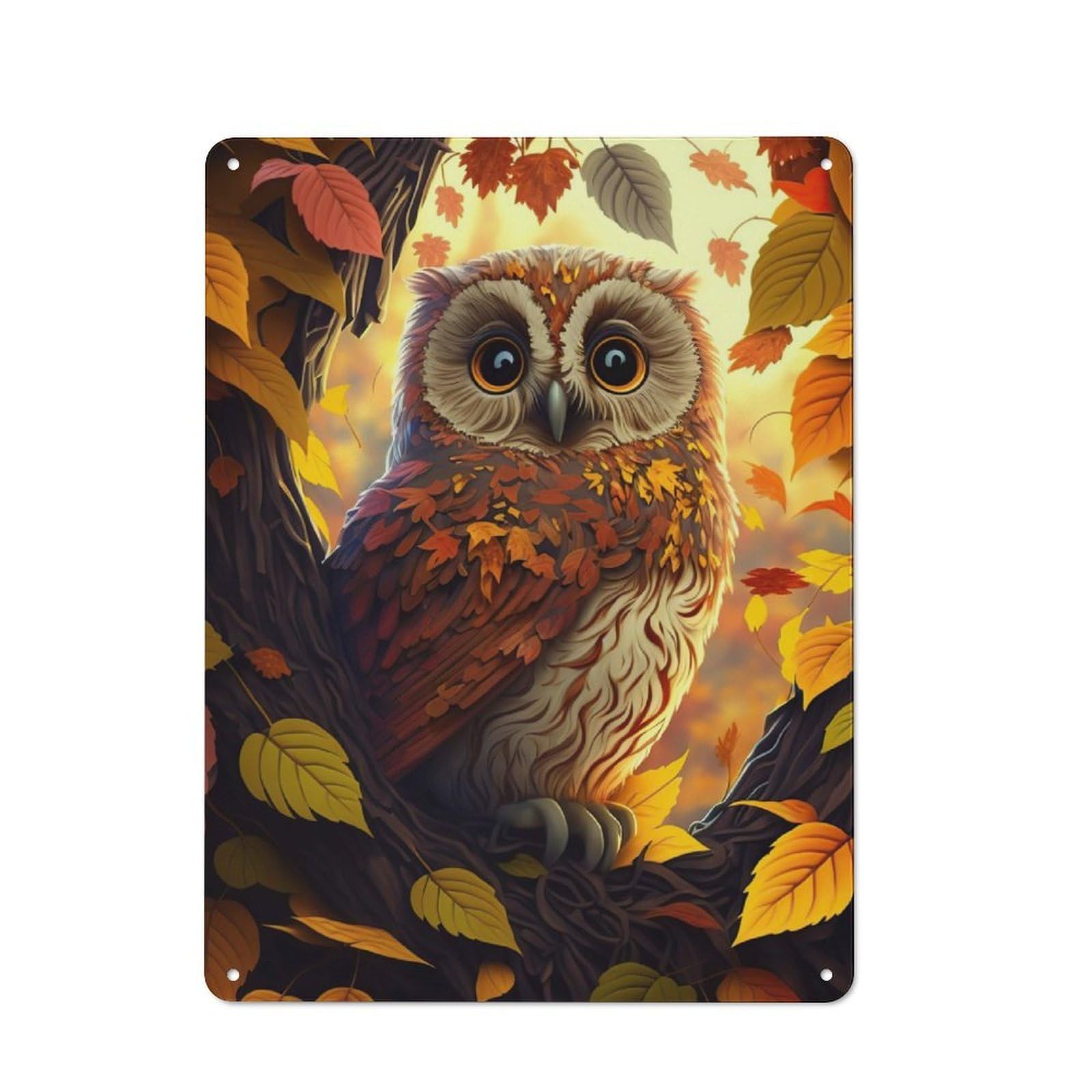 Junmoney Owl Animal Rustic Metal Wall Sign 40X30cm For Studio Or Craft Room, For Vintage Wall Decor Fans, For Themed Room Decoration