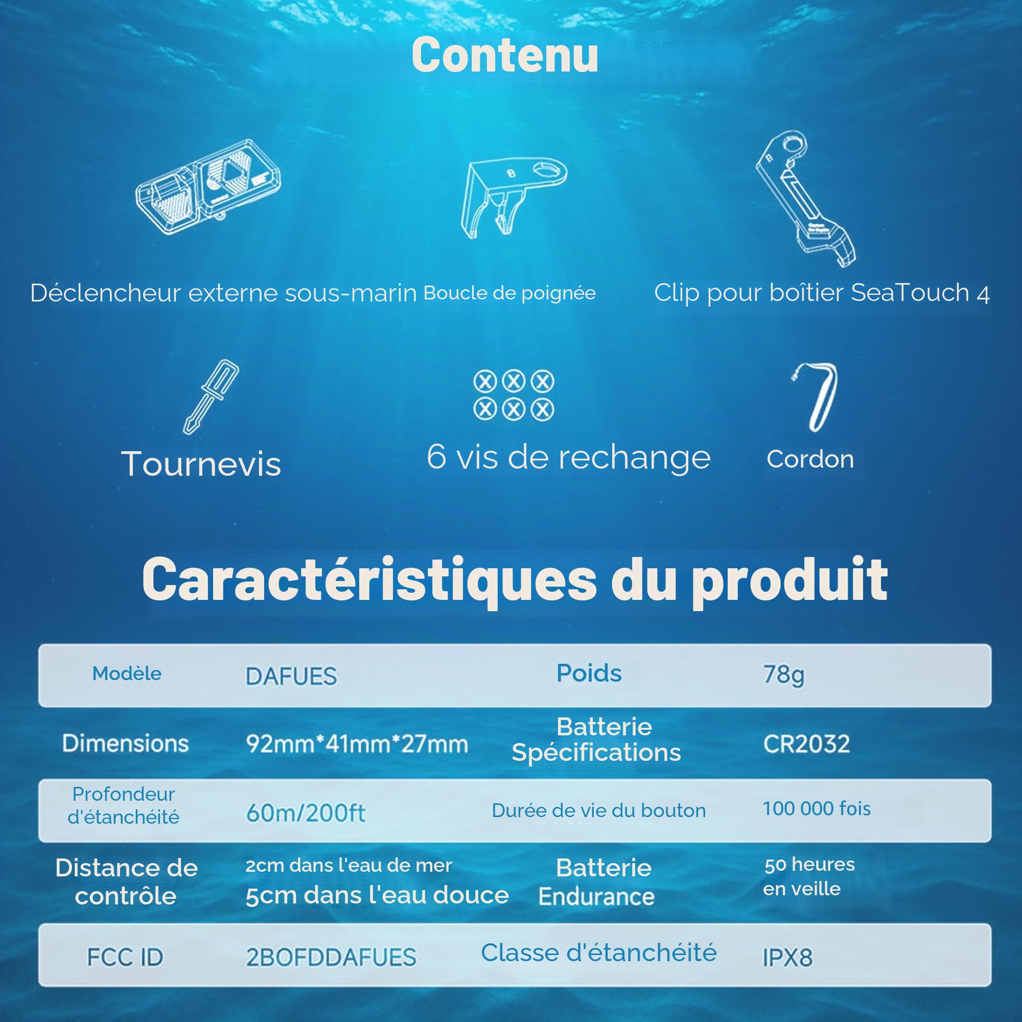 DIVEVOLK Obturateur externe sous-marin pour boîtier Seatouch 4 Max Plus