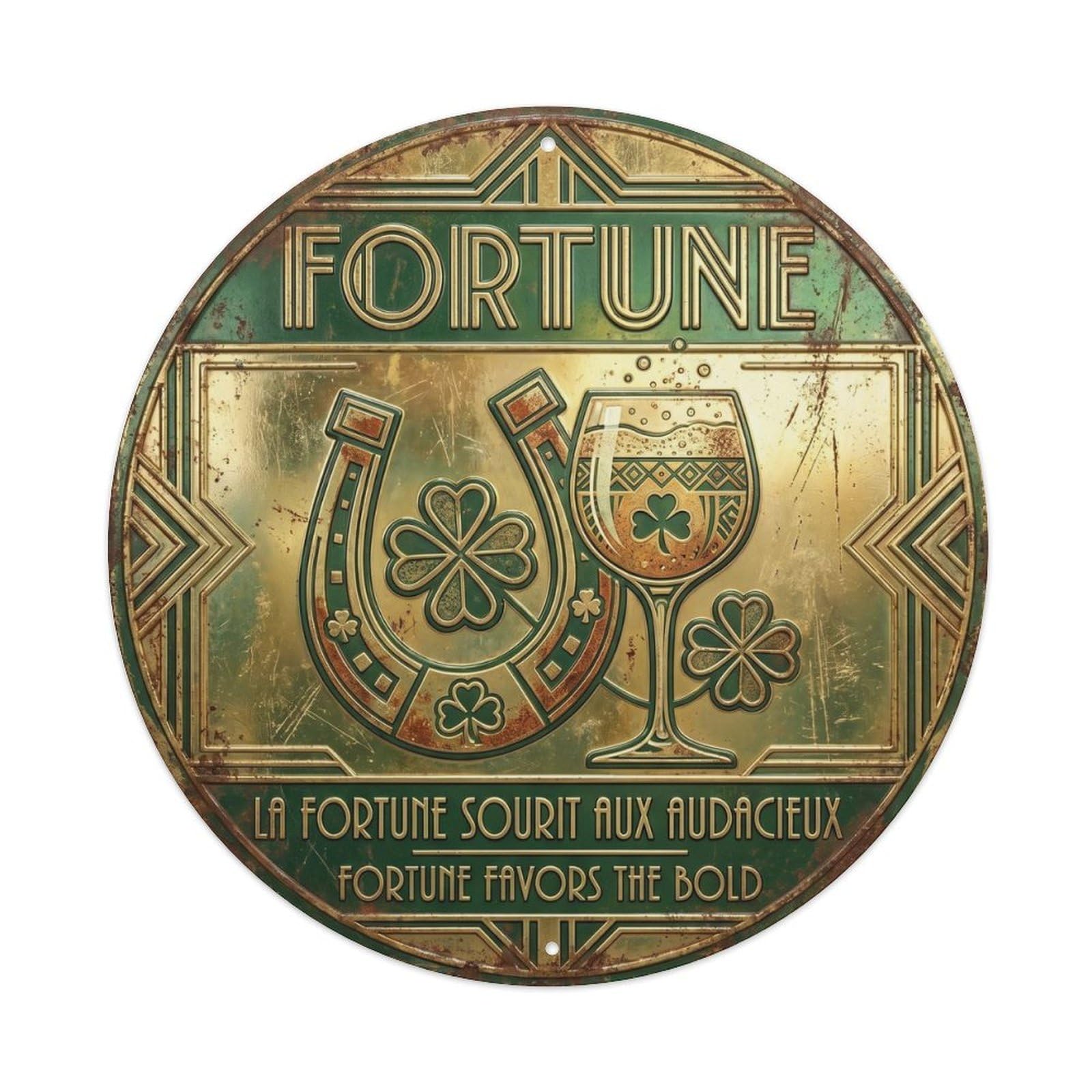 Fortune Humorous Bistro Fortune Vintage Metal Tin Sign Plaque Wall Decor for Cafe, Club Bar, Office, Garden Metal Poster 8x8Inch