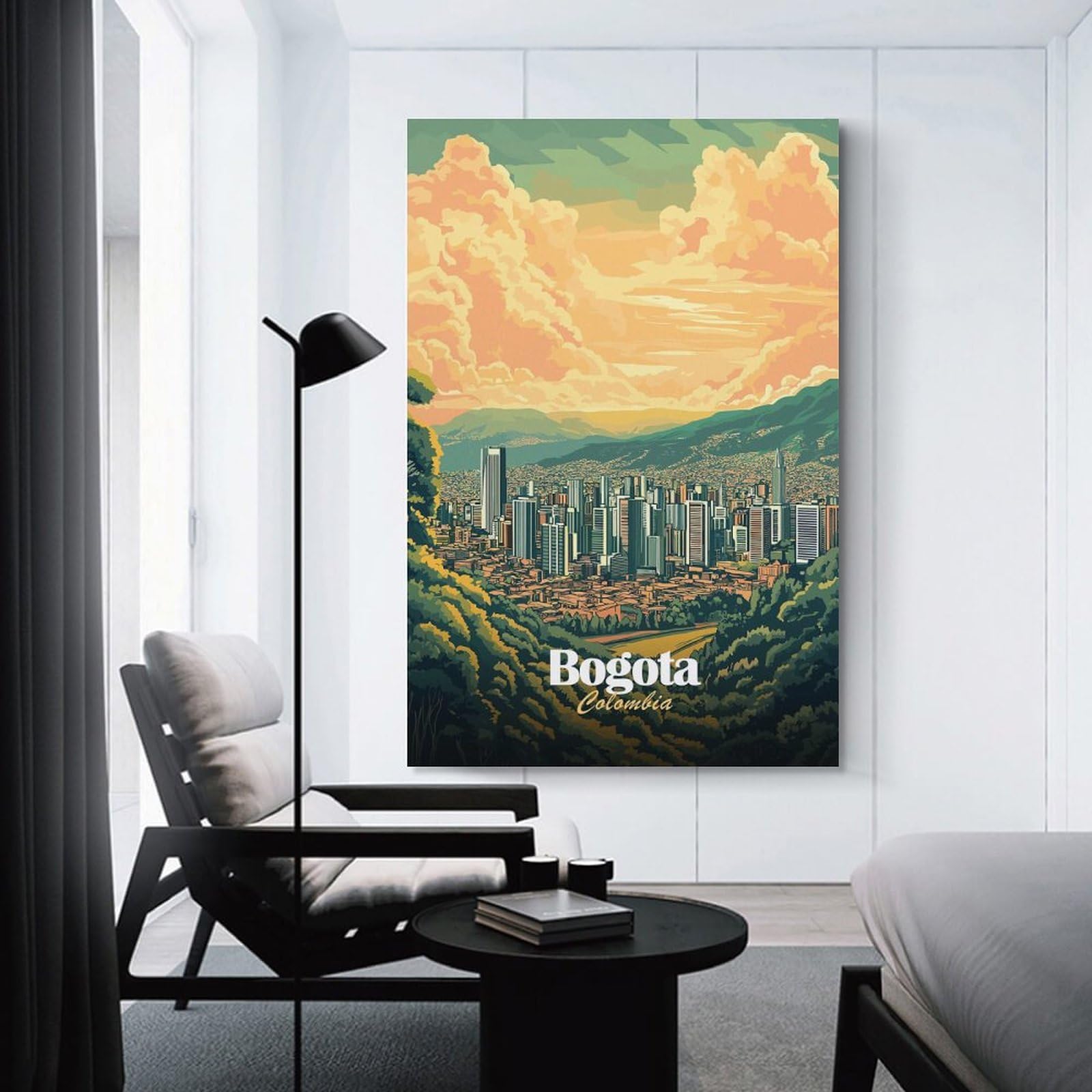 Junmoney Bogota Cityscape Canvas Art Print, 20x30inch(50x75cm), for Wall Displays, Bedrooms Or Room Updates, Home Wall Art for Statement Displays