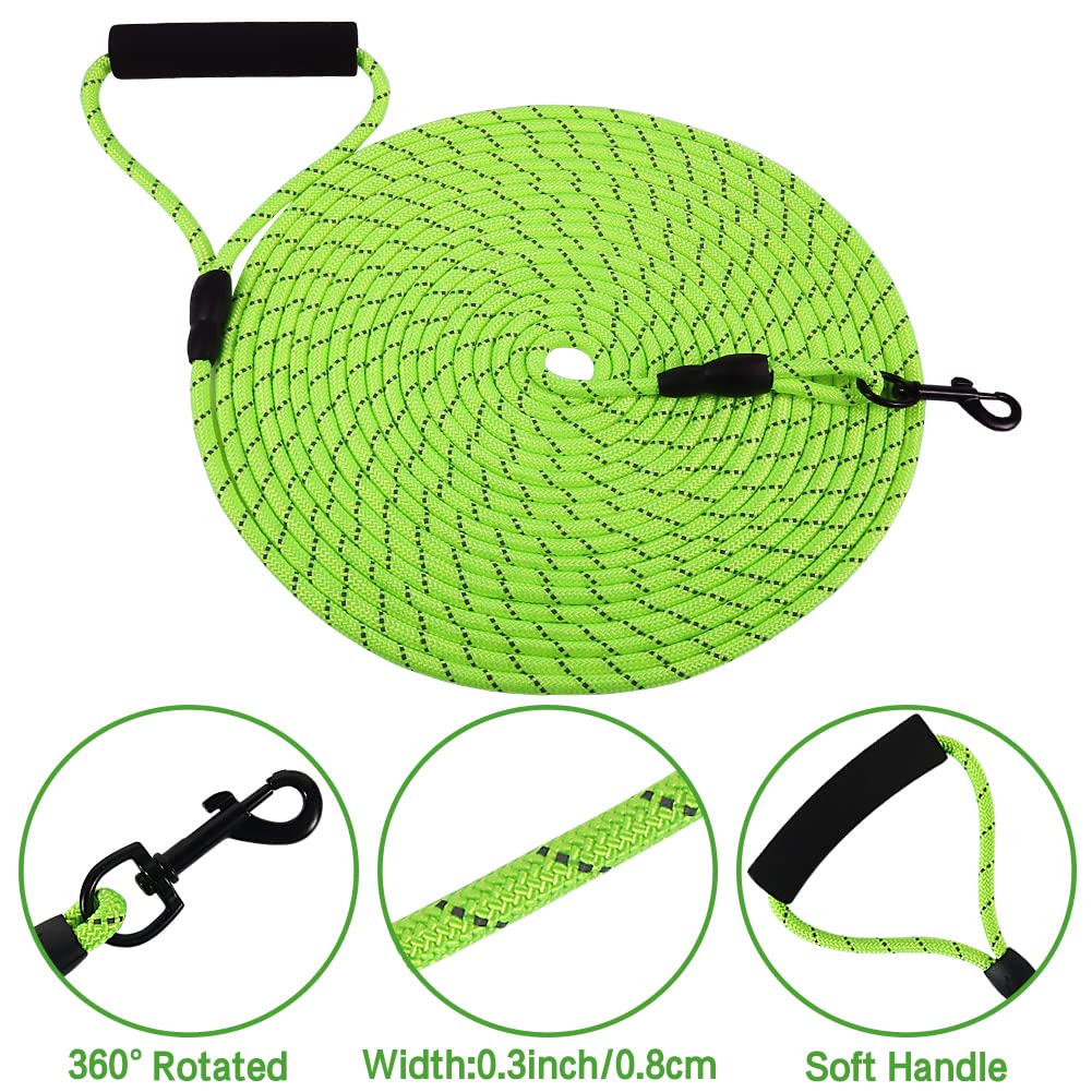 Vivifying Longue Laisse Flottante réfléchissante pour Chien avec poignée Souple pour Le Camping, la randonnée, la Natation, la Plage et Le lac (Vert)