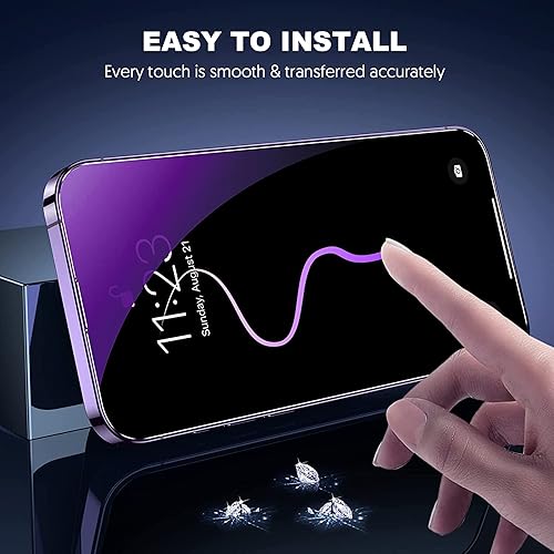 Miniatura 5 de Protector de pantalla de privacidad compatible con iPhone 13 Pro y compatible con iPhone 1413 efecto espejo, vidrio templado, antiespía, paquete de