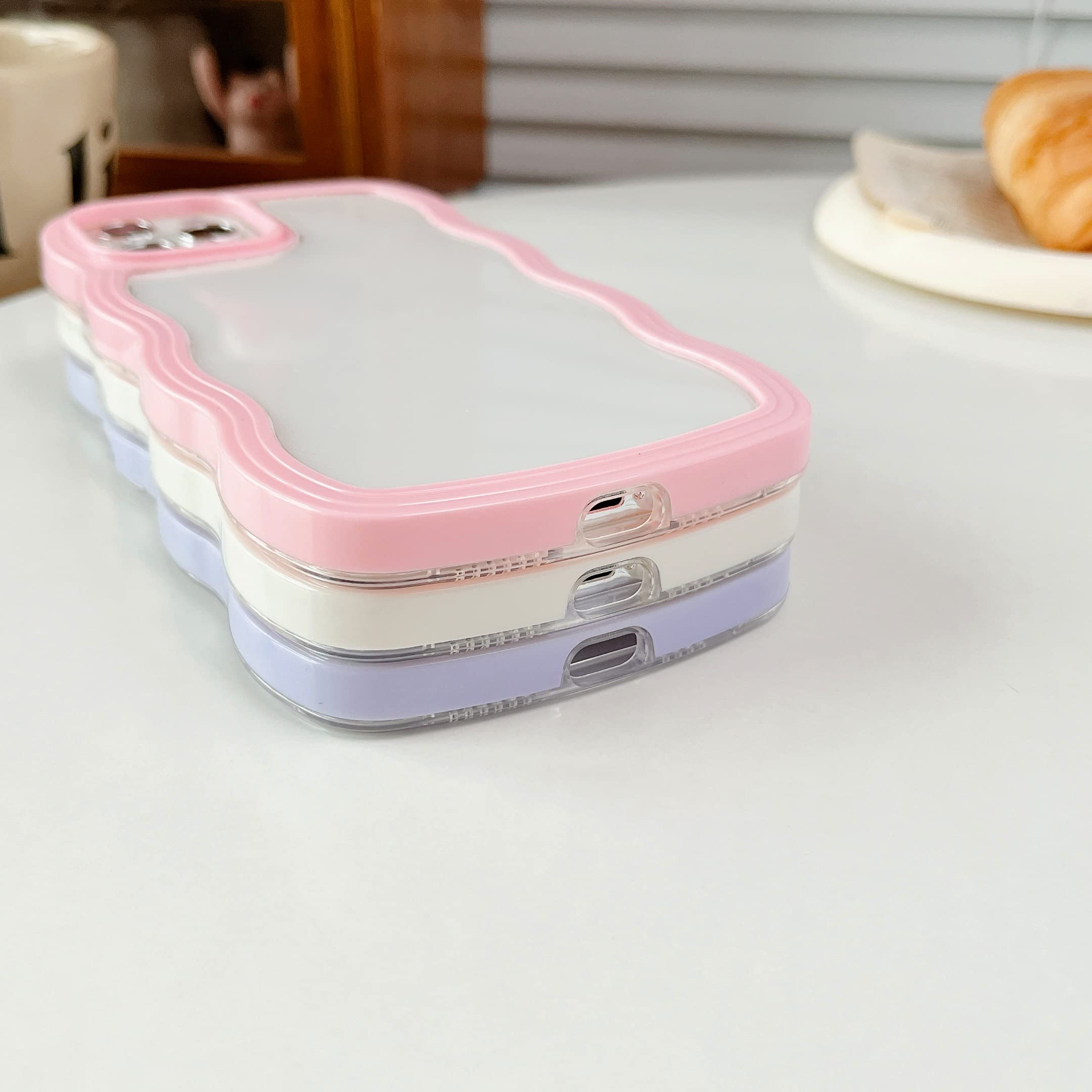 XIZYO Clear Christmas Case For IPhone 15, Cute Curly Wave Frame