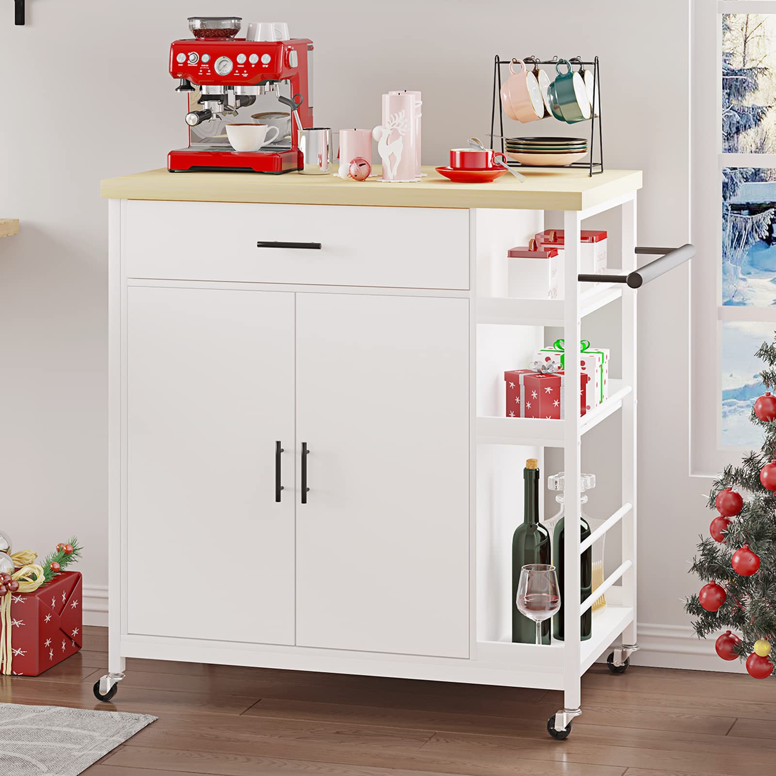 Buy Hasuit Kitchen Island Cart with Storage, Rolling Kitchen Island