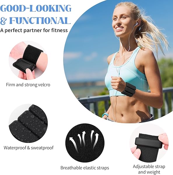 Poids Cheville et Poignet, 2 Pièces (0,45 kg chacun) Ankle Weights, Poids Poignet, Leste Cheville, Poids de Cheville, Poids Pilates, pour Yoga, Danse, Pilates, Aérobic, Marche, Remise en Forme - 5