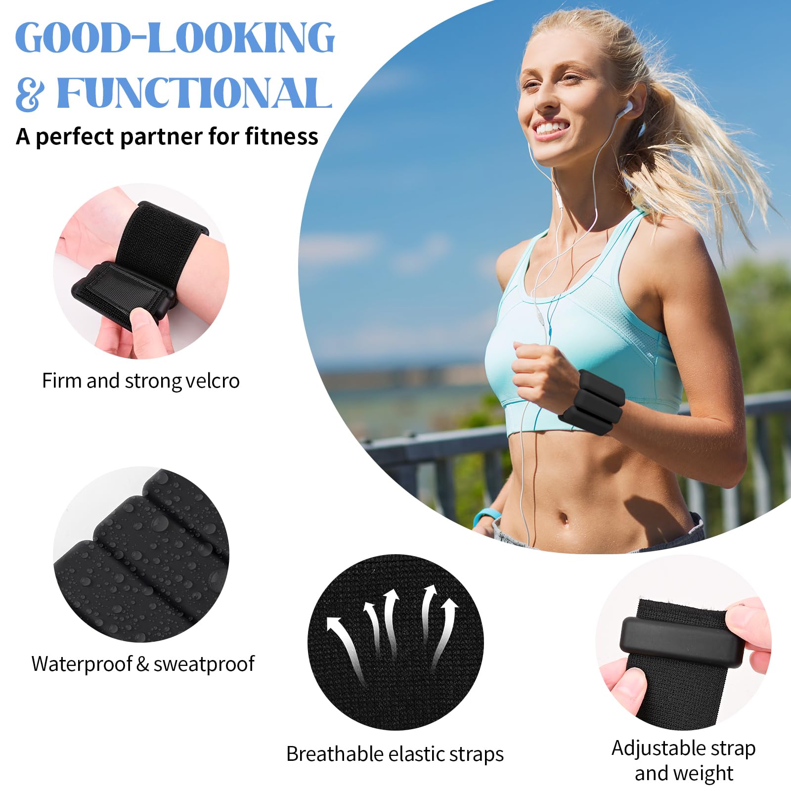 Poids Cheville et Poignet, 2 Pièces (0,45 kg chacun) Ankle Weights, Poids Poignet, Leste Cheville, Poids de Cheville, Poids Pilates, pour Yoga, Danse, Pilates, Aérobic, Marche, Remise en Forme - 5