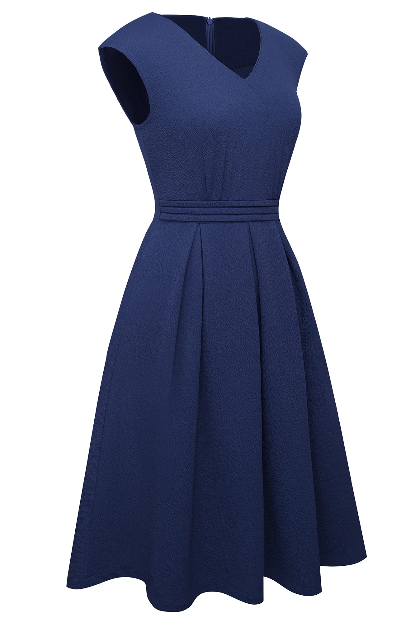 HOMEYEE Damen Vintage 50er Ärmellos Cocktail Retro mit Pocket Flared Kleid A196