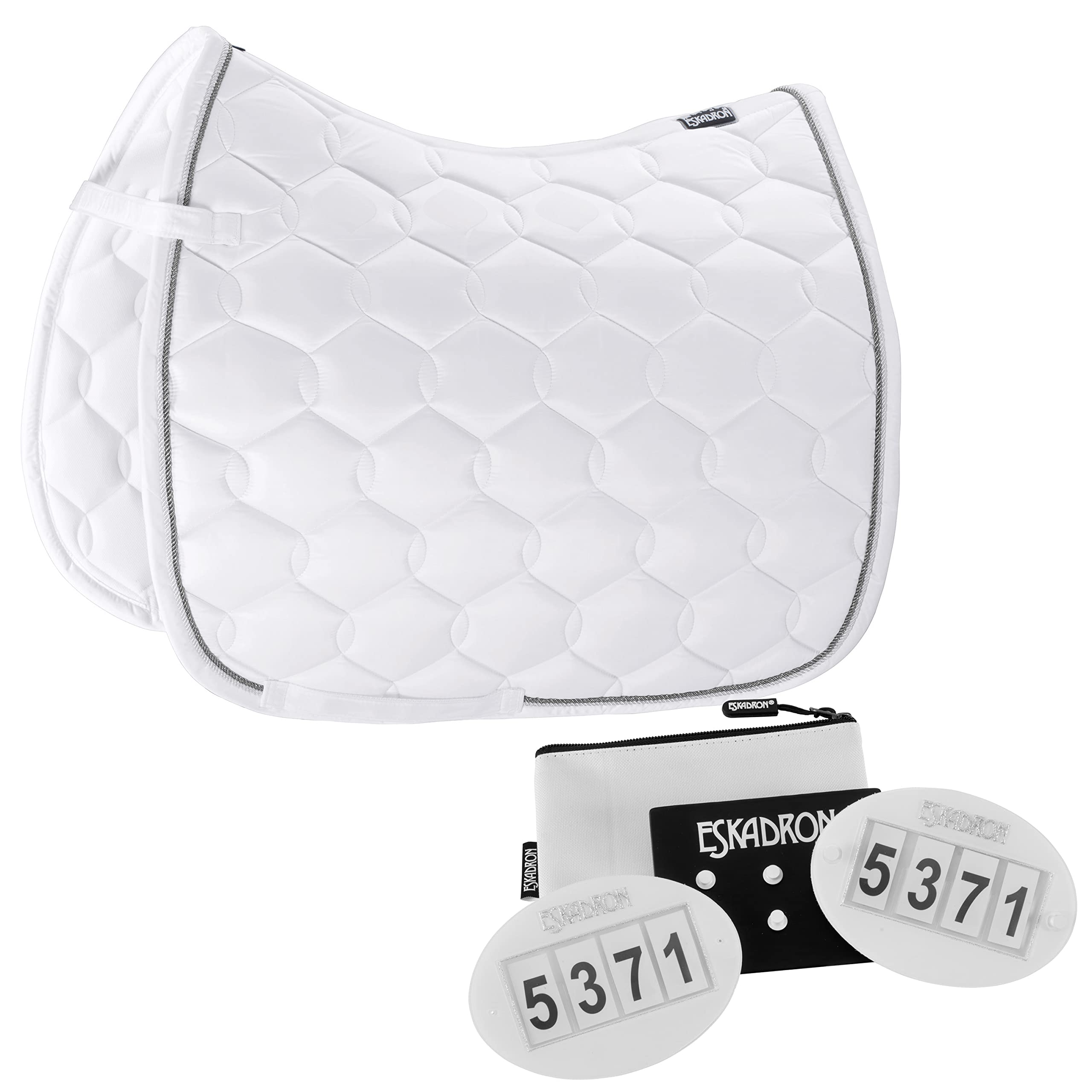Eskadron Set Schabracke Glossy Wave (2er Kordel) weiß & Startnummern Set-Quick