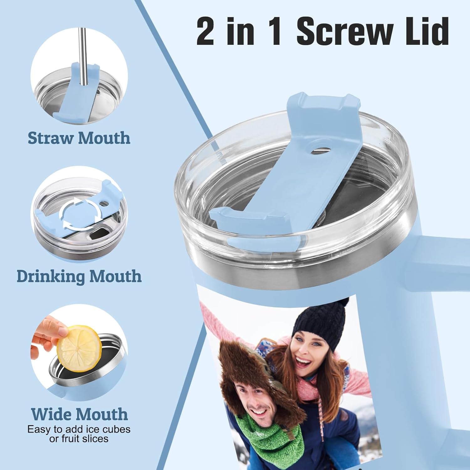 Ships Next Day Custom 40oz Tumbler with Picture&Name, Personalized Tumbler with Handle, Valentines Day Gifts for Him/Her, Girlfriend Boyfriend Gift for Birthday - Image 6