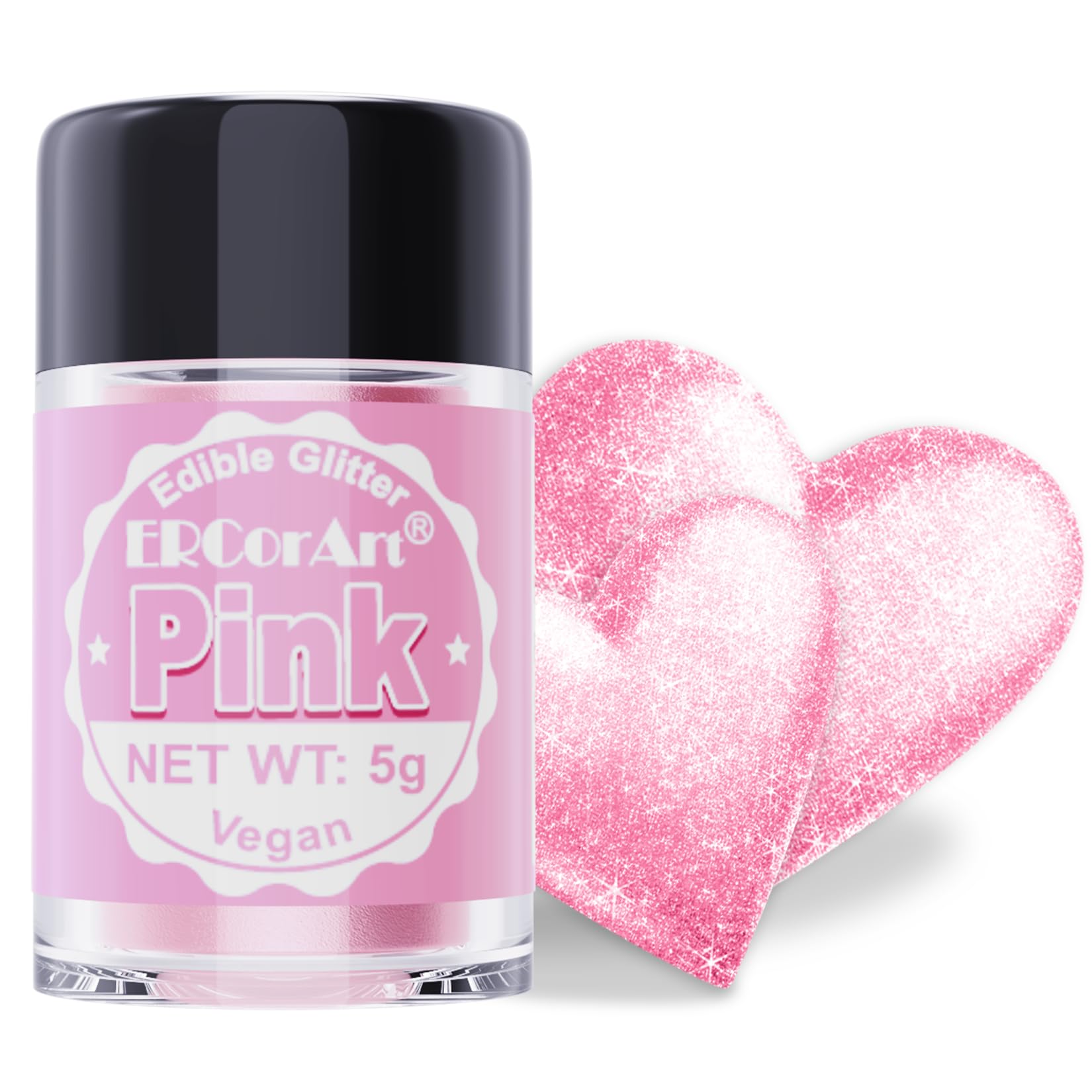 Edible Glitter - Luster Dust Edible for Cocktail Food Grade Drink Glitter for Cake Decorations, Easter Eggs, Baking, Macarons, Strawberries - 5g/Bottle (Pink)