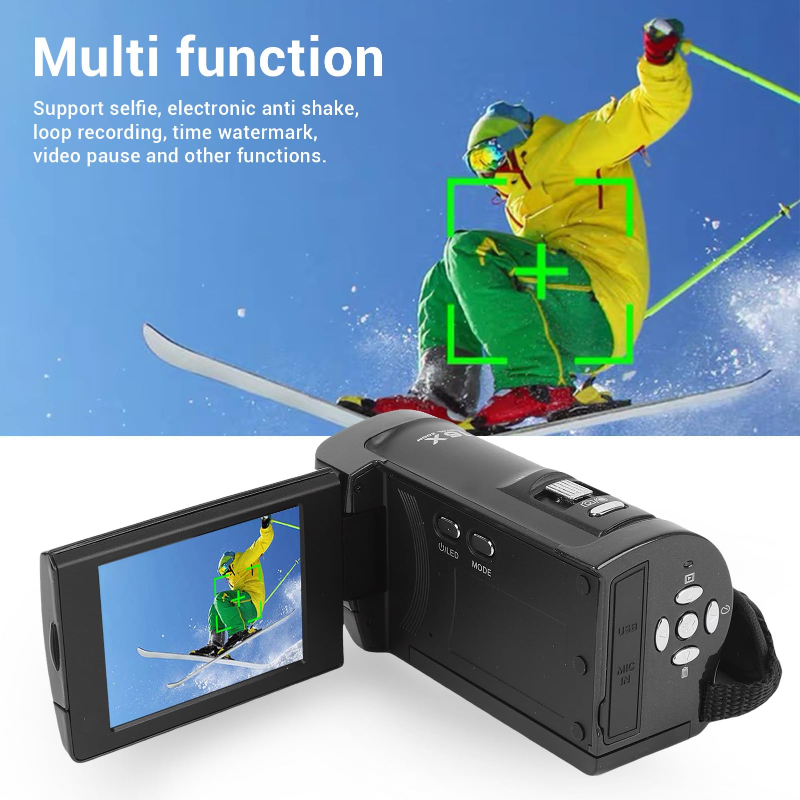 Amazon | ビデオカメラカムコーダー、2.7K 50MP Vloggingカメラ16x