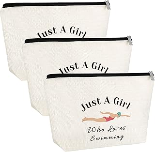 3PCS Swim Lover Gift Makeup Bag Gift for Swimmer Swim Team Gift for Swimmer Women Swimming Coach Gift Swimming Cosmetic Bag Swimming Lover Zipper Pouch for Daughter Sister Her Birthday Graduation