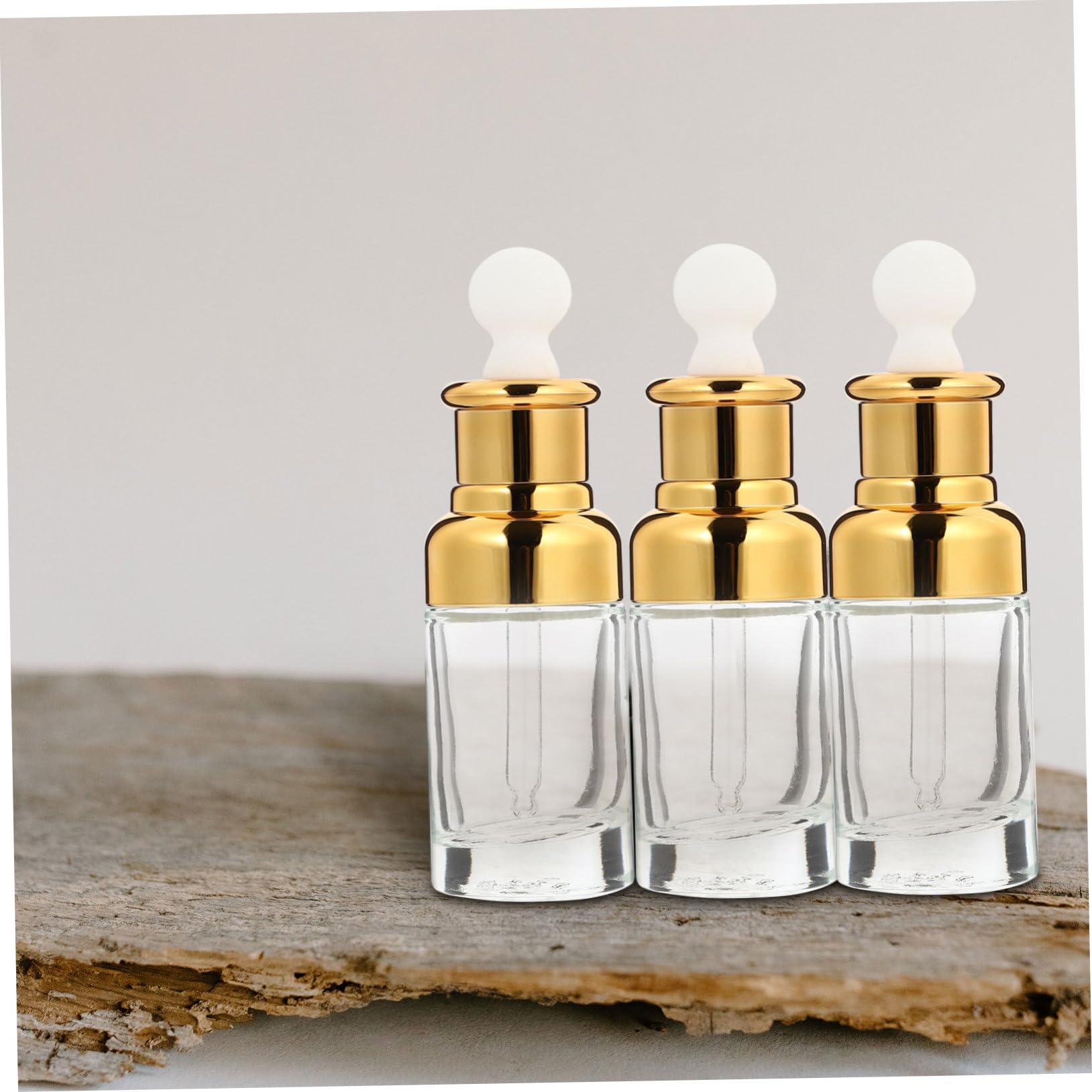 10 Frascos Cuentagotas de Vidrio Dorado de 50ml, Portátiles Prueba de Fugas para Viaje, para Aceites Esenciales y Perfumes