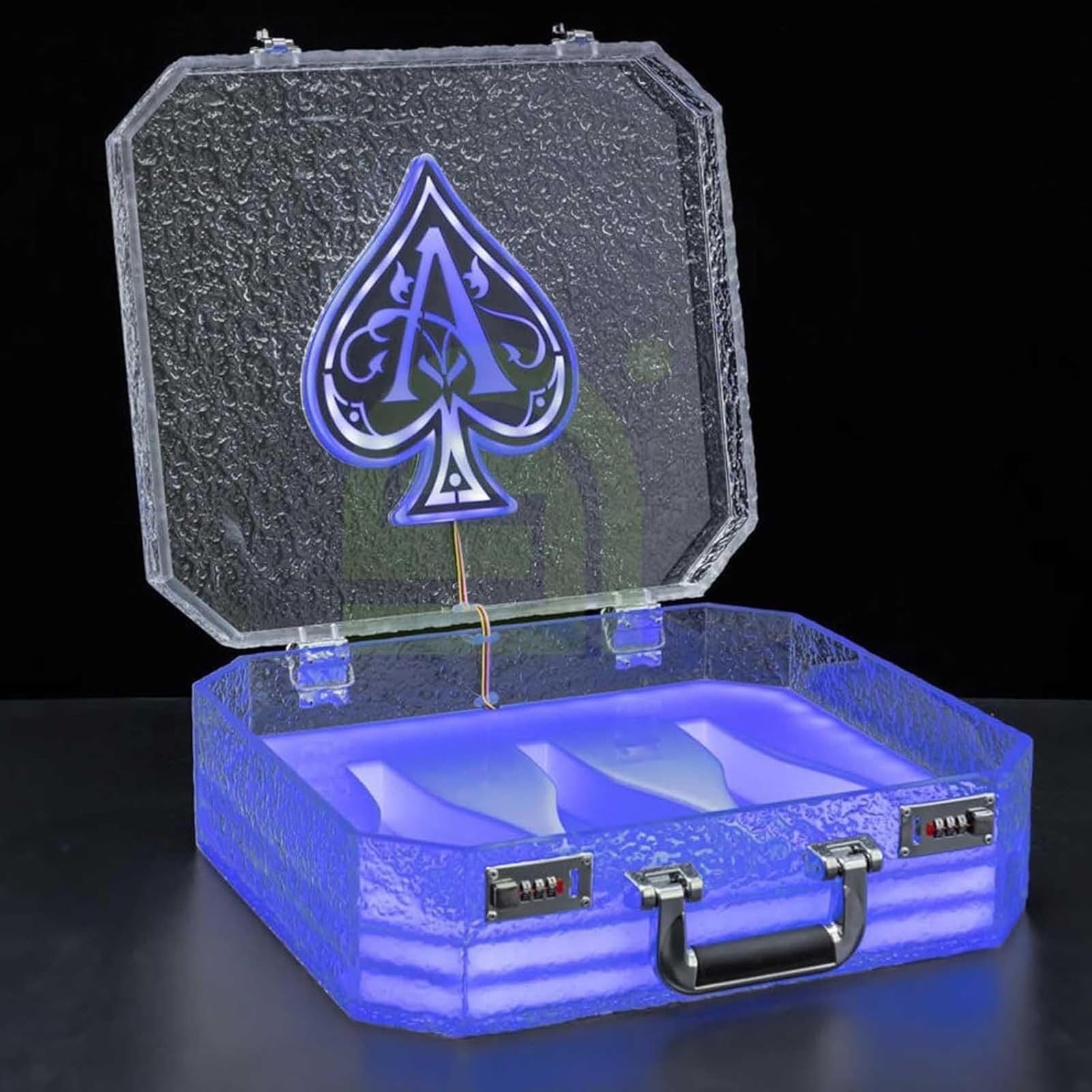 Caja de as de Espadas con luz LED Recargable para 3 Botellas, Estante de Exhibición de Botellas de Licor con luz LED, Estuche para Transportar Botellas de Champán, para Discotecas, Fiestas